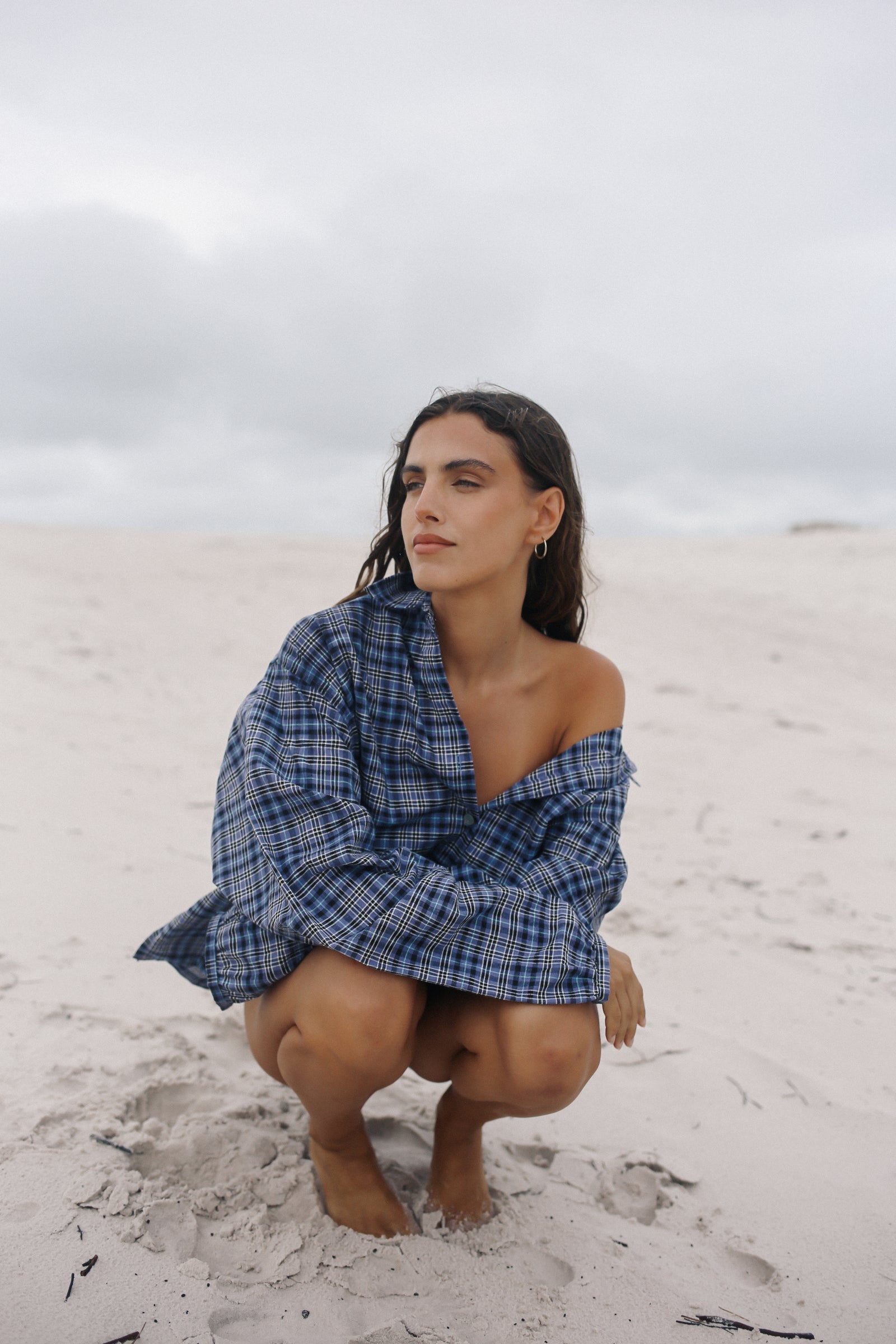 Remi Oversized Shirt - Navy Plaid