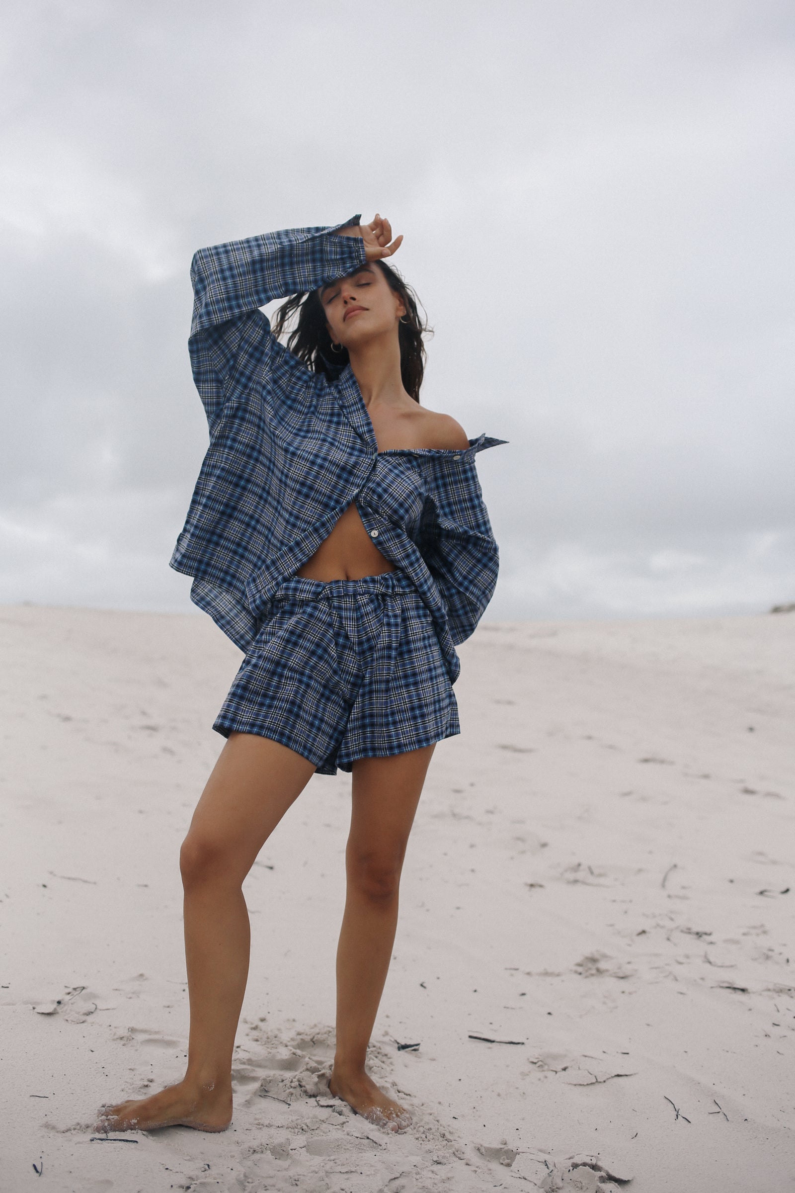 Remi Oversized Shirt - Navy Plaid