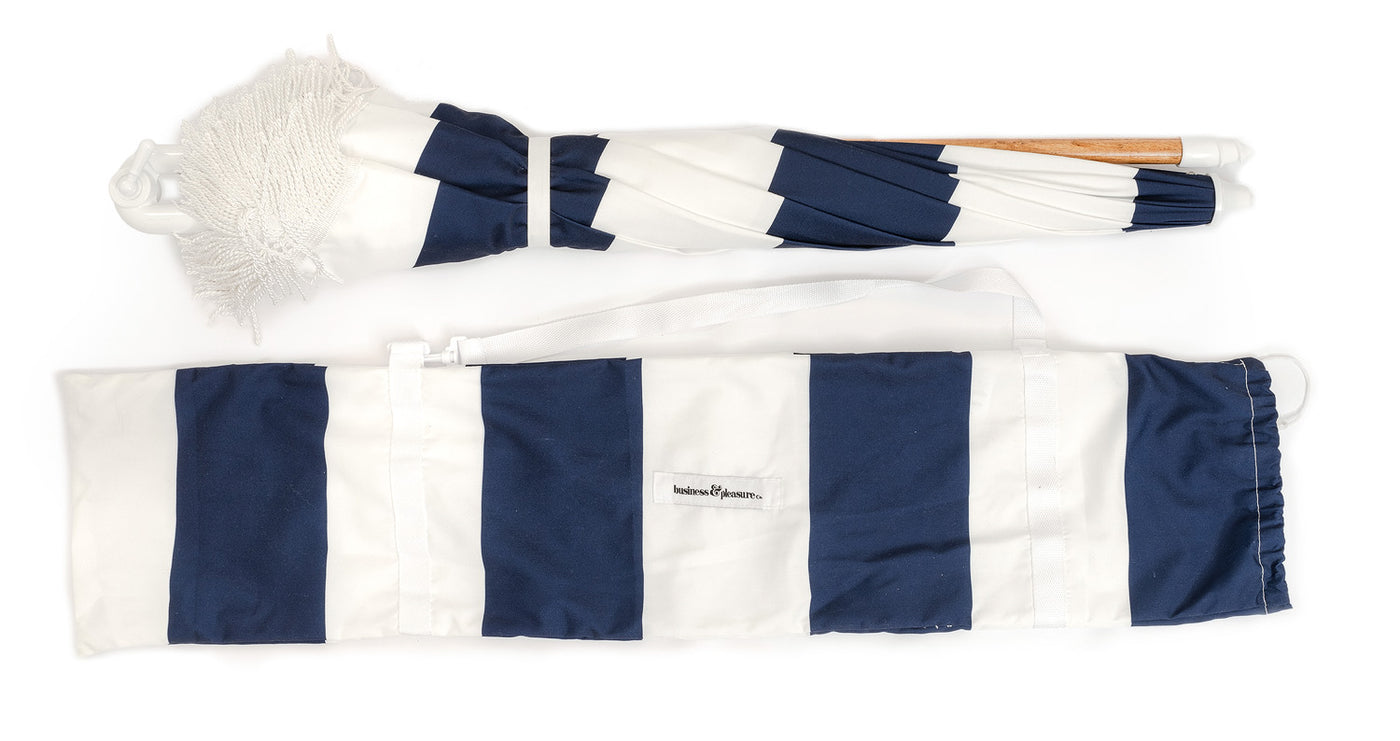 The Holiday Beach Umbrella - Navy Capri Stripe