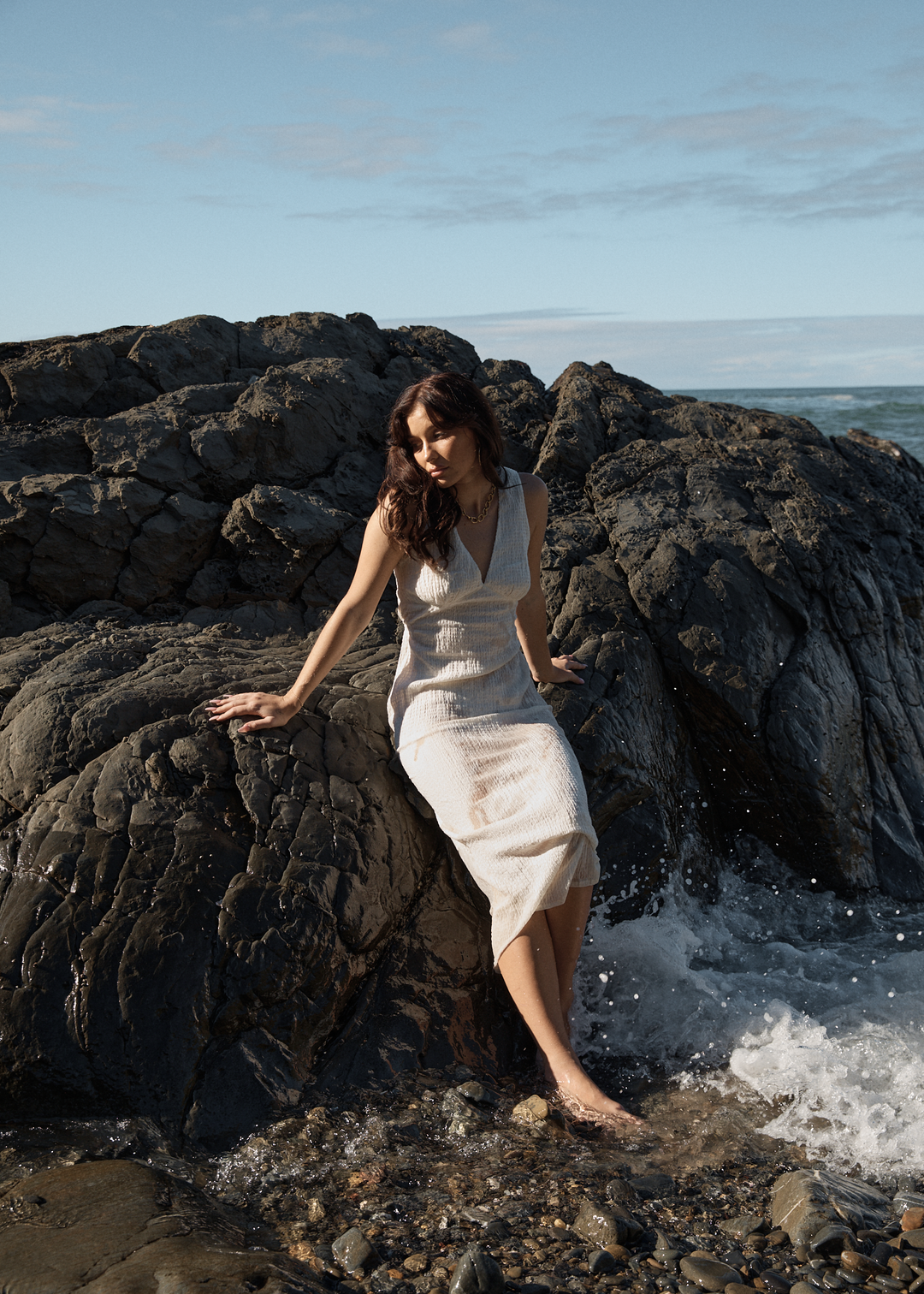 Focus Seersucker Maxi Dress - Off White