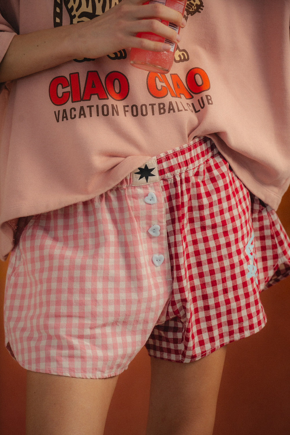 Bloom Check Boxer Short - Pink Red