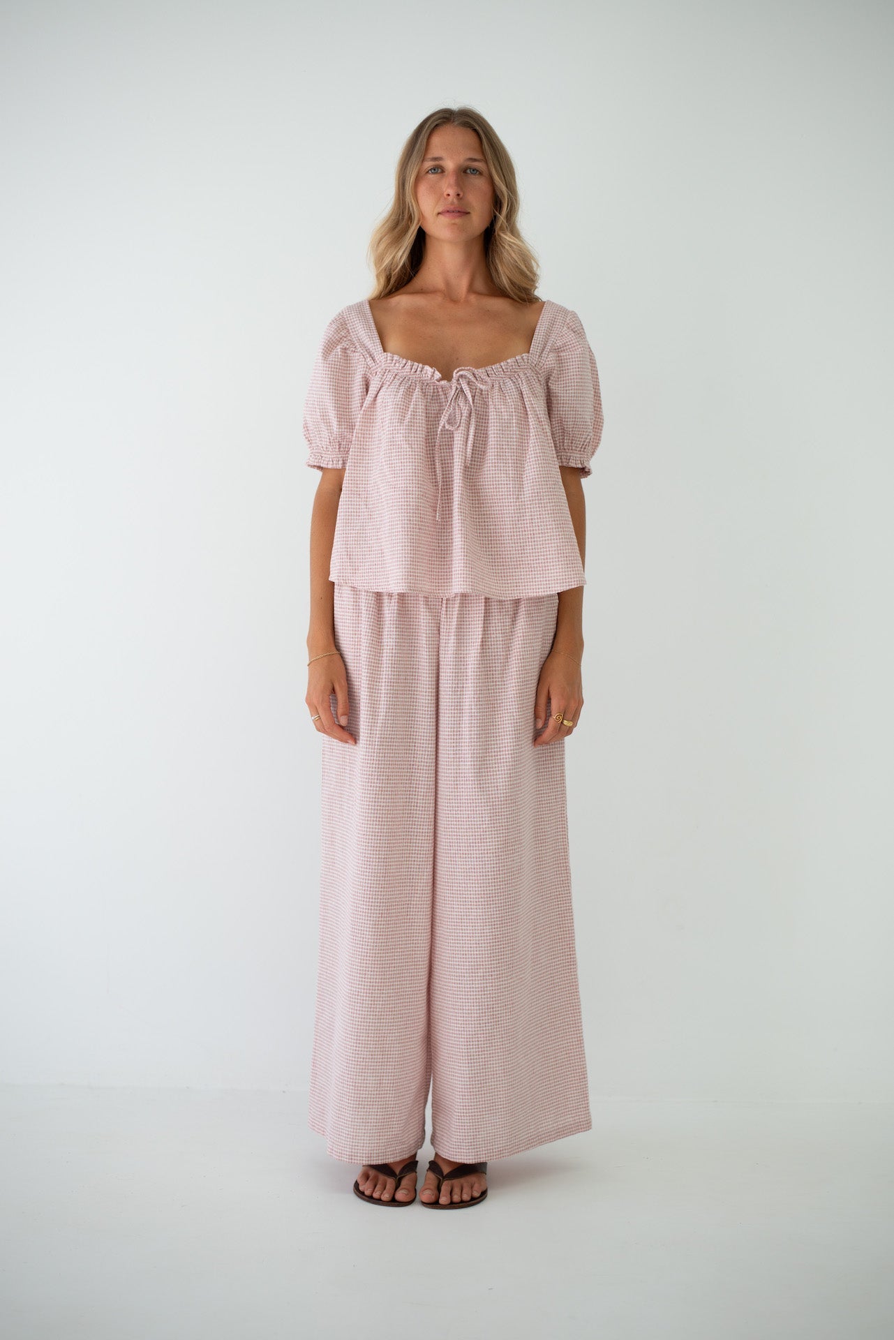 Ava Blouse - Dusty Rose Check