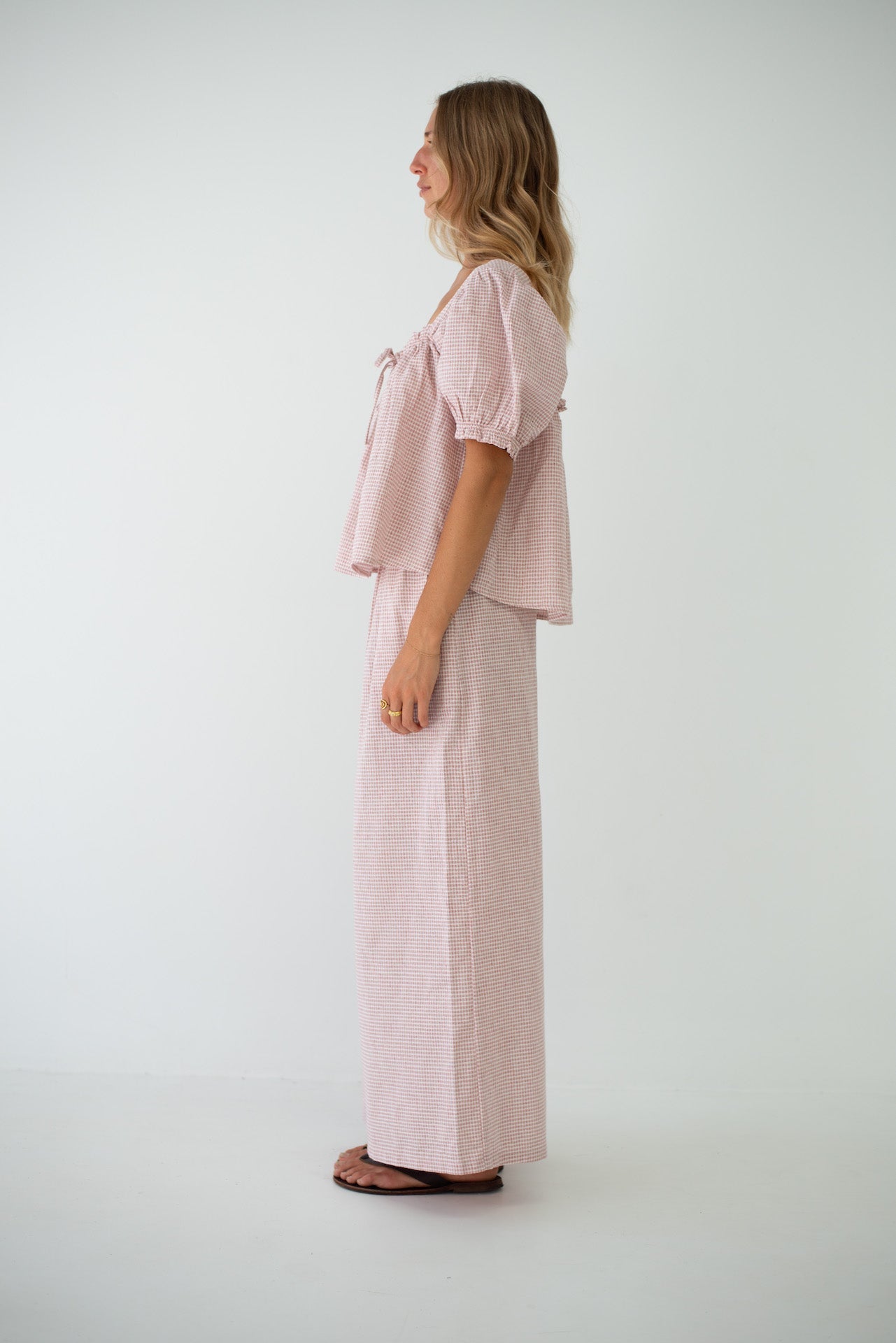 Ava Blouse - Dusty Rose Check