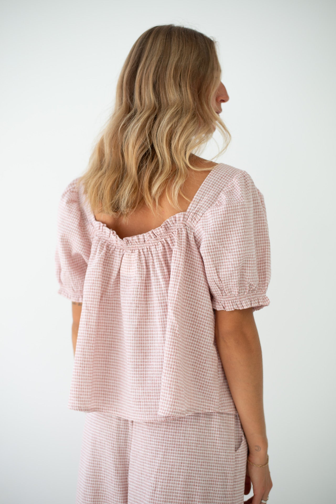 Ava Blouse - Dusty Rose Check