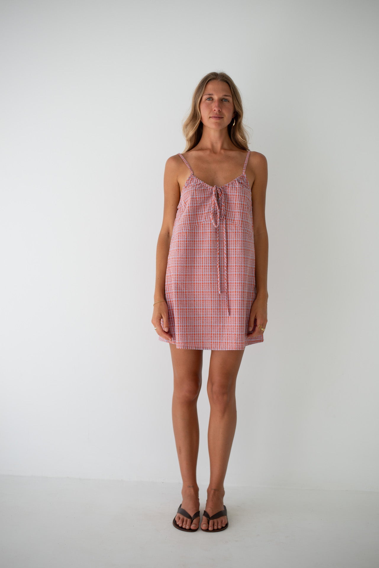 Ari Dress - Lilac Orange Seersucker