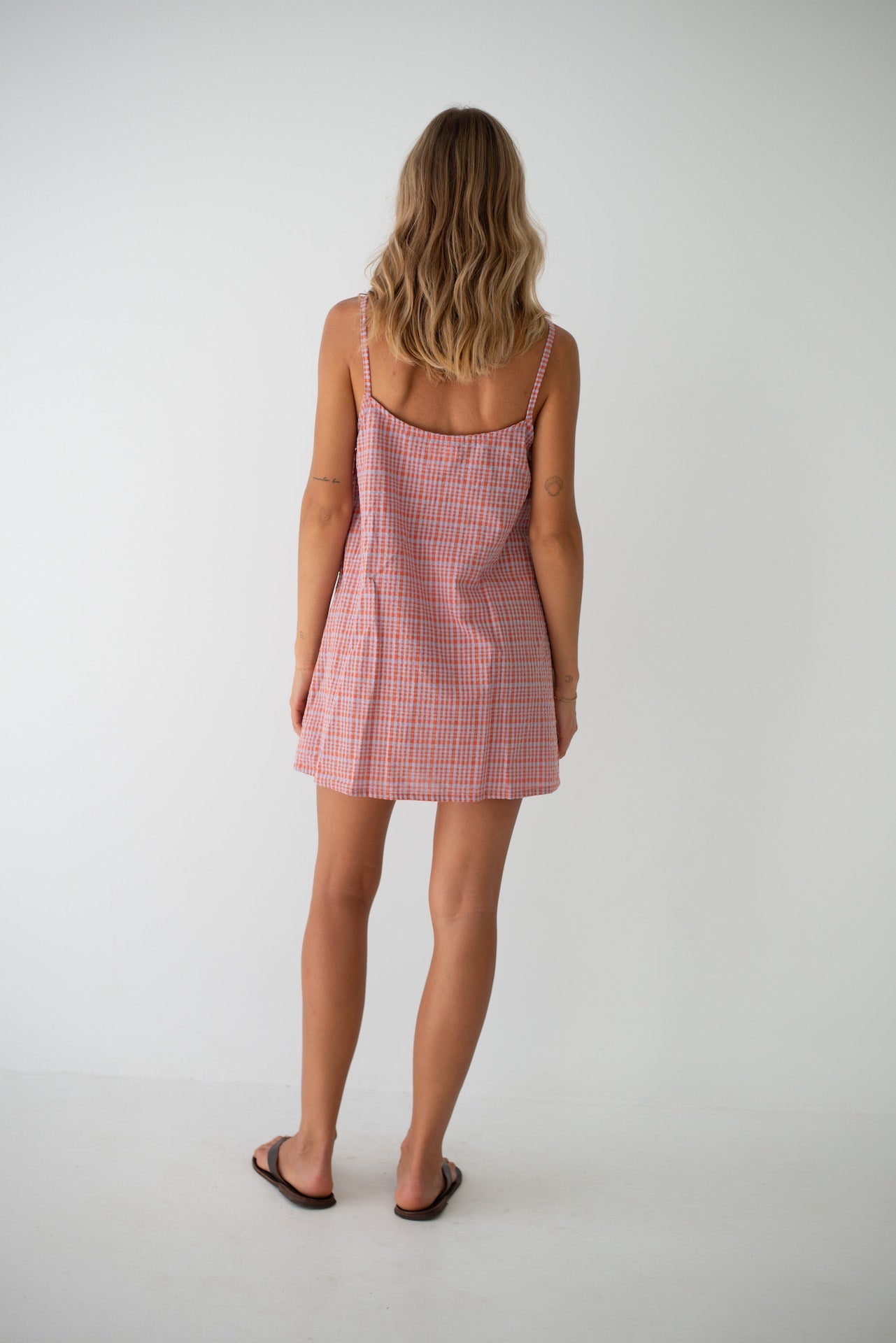 Ari Dress - Lilac Orange Seersucker