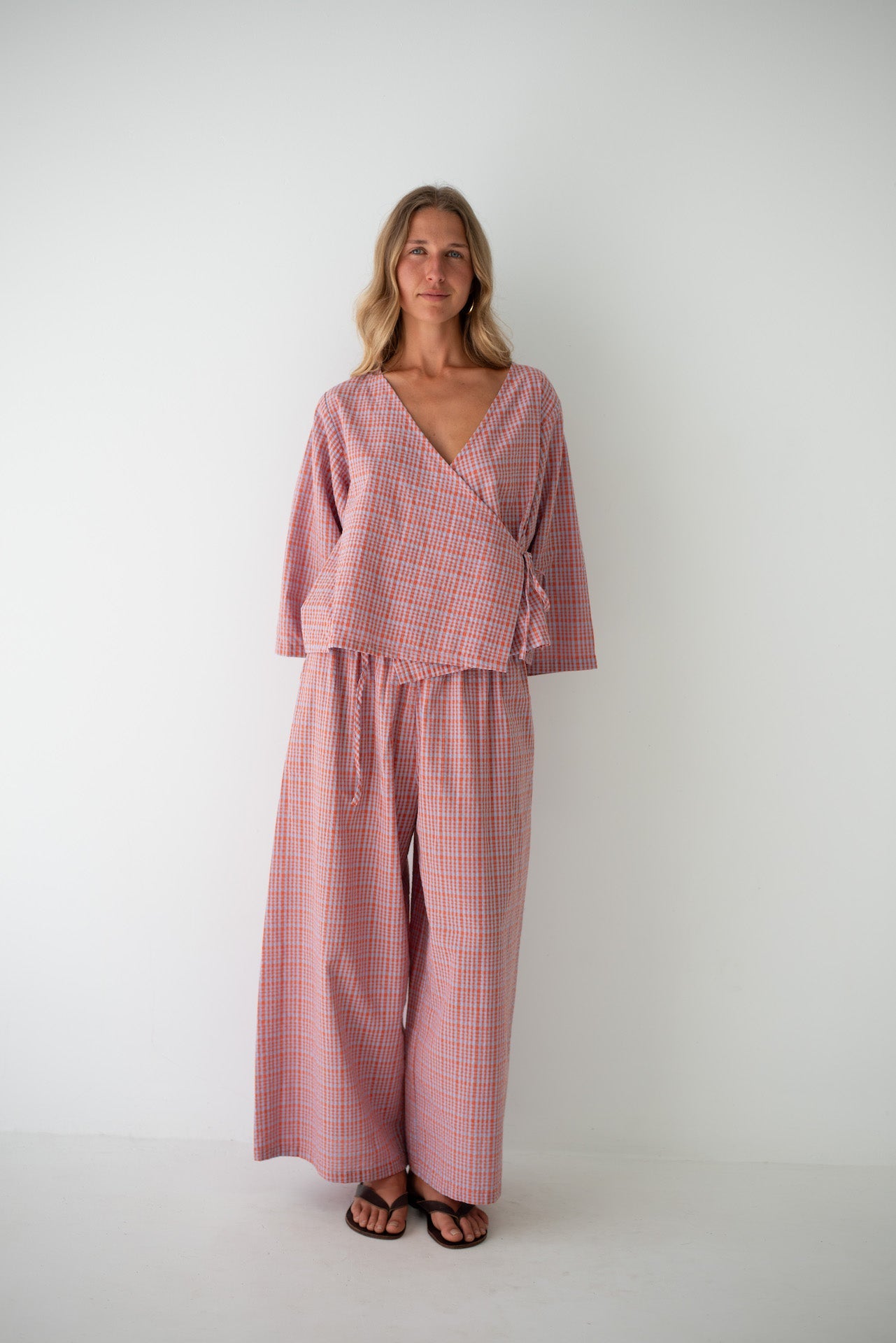 Ivy Pant - Lilac Orange Seersucker