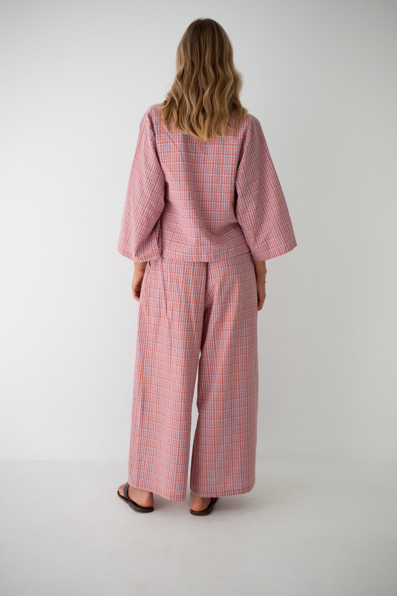 Ivy Pant - Lilac Orange Seersucker