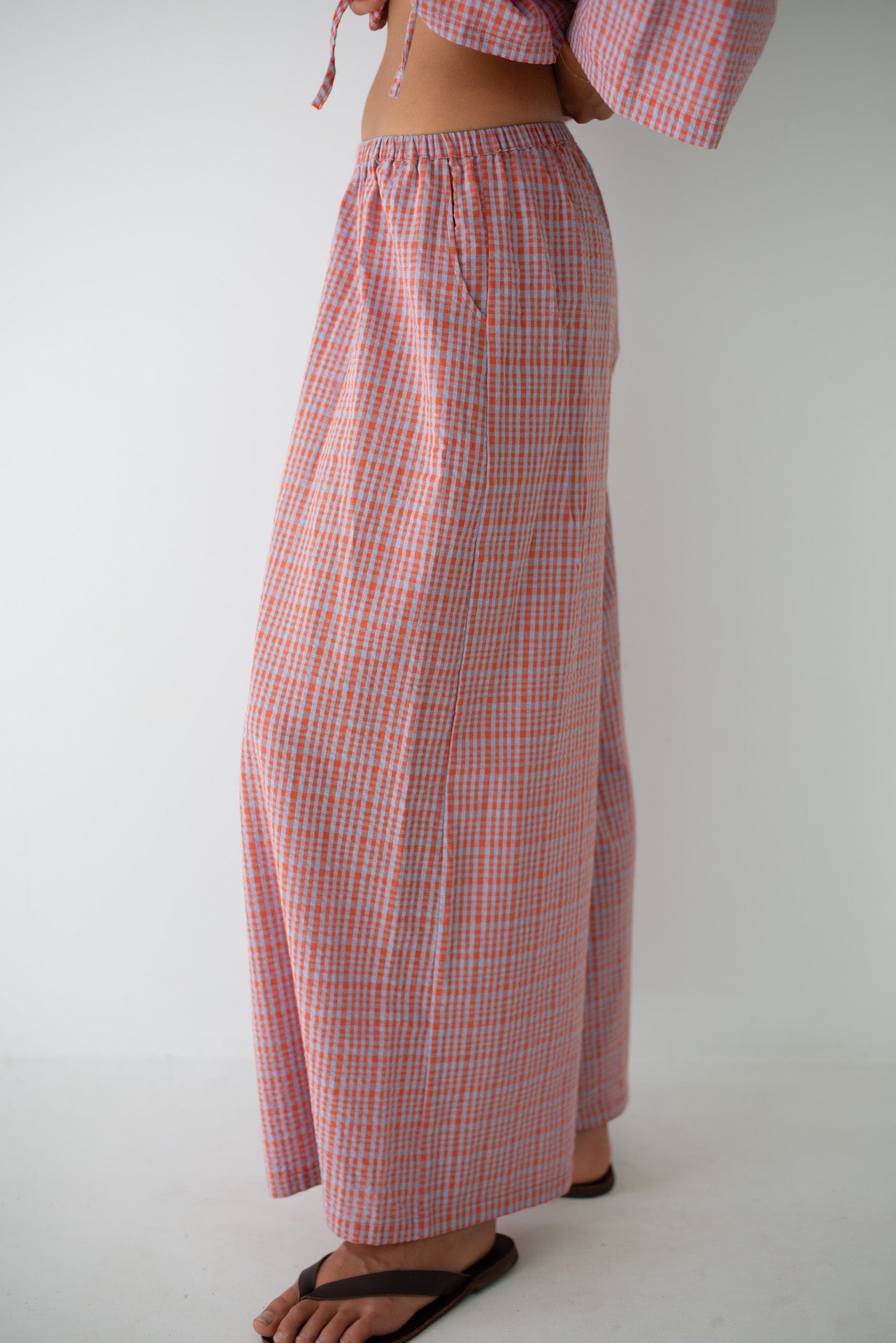 Ivy Pant - Lilac Orange Seersucker