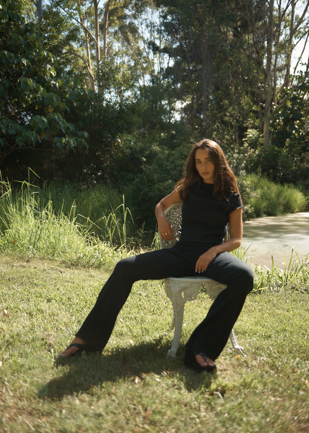 Focus Seersucker Mock Neck Top - Black