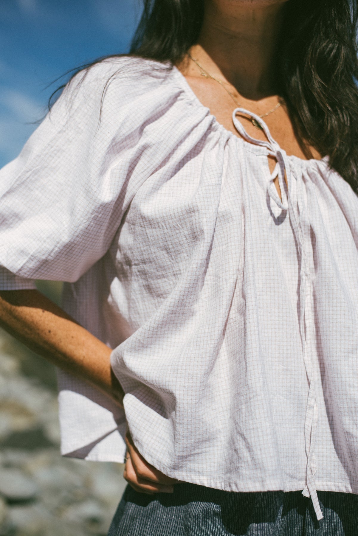 Chloe Blouse - Vanilla Plaid