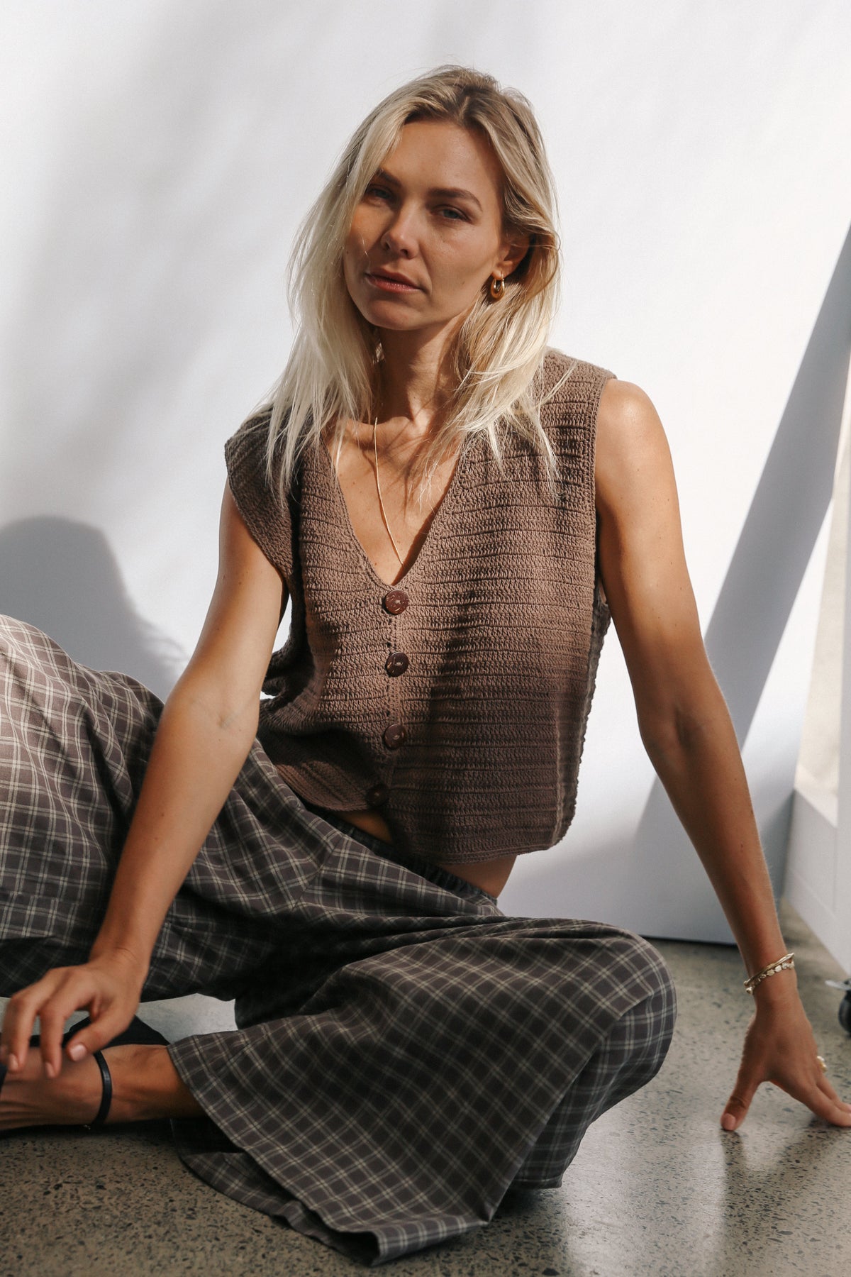 Scarlett Crotchet Vest - Chocolate