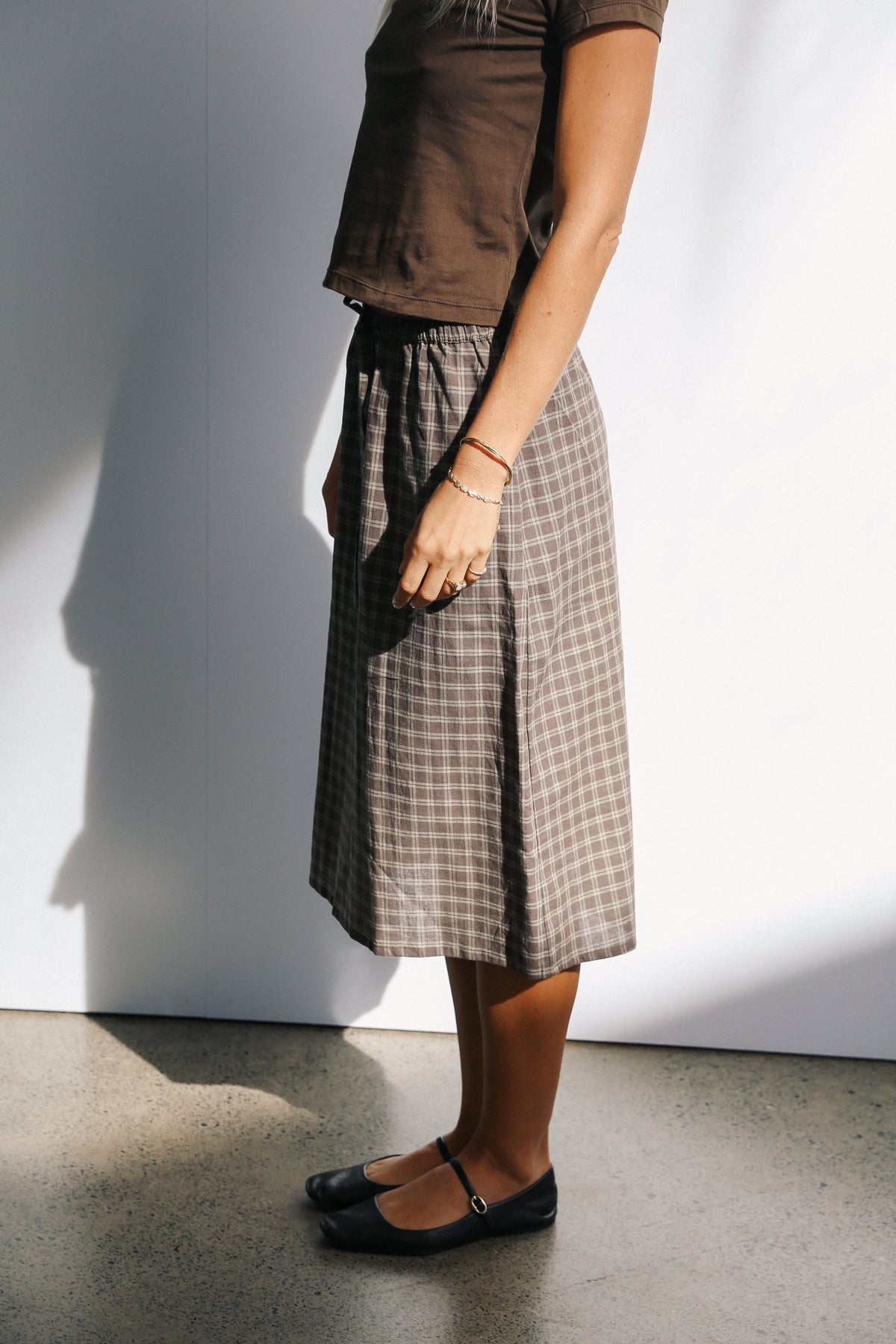 Remi Midi Skirt - Maple Gingham