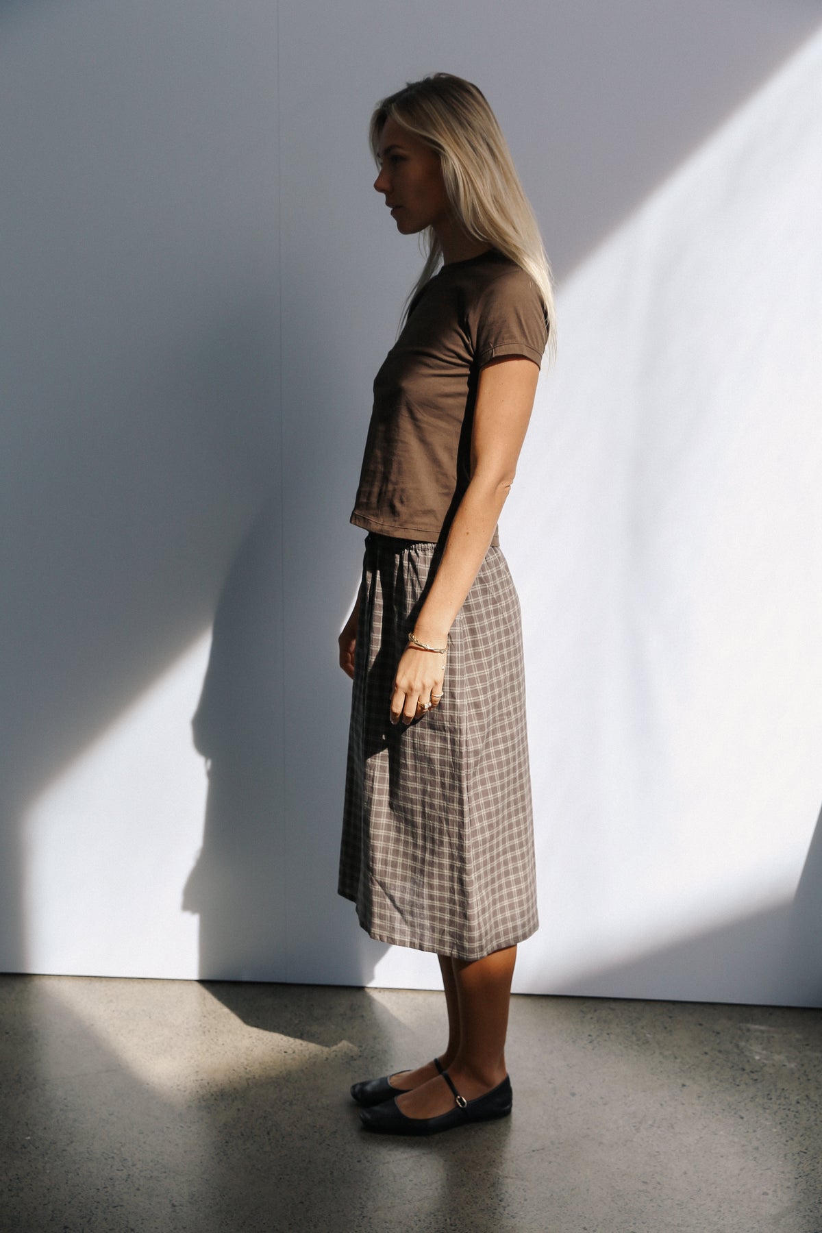 Remi Midi Skirt - Maple Gingham