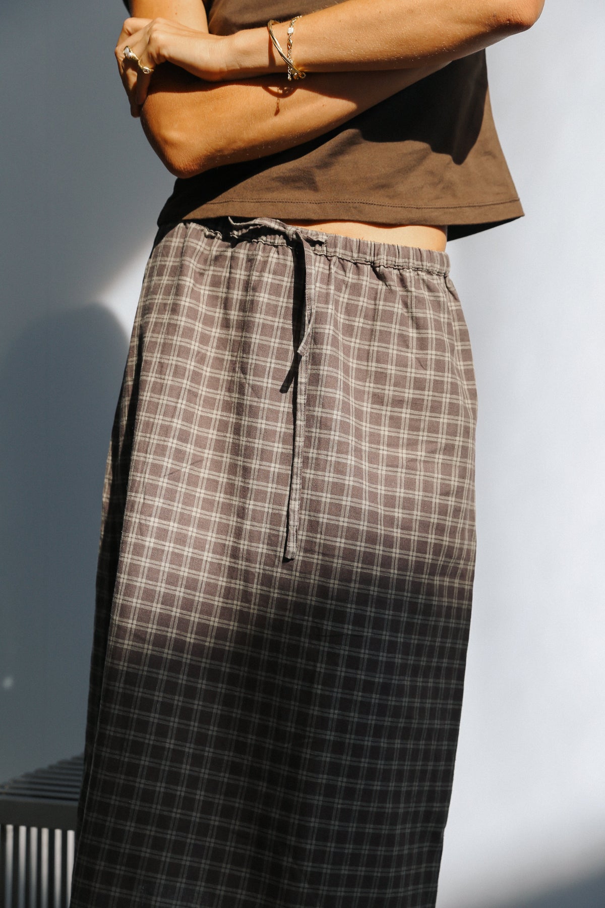 Remi Midi Skirt - Maple Gingham