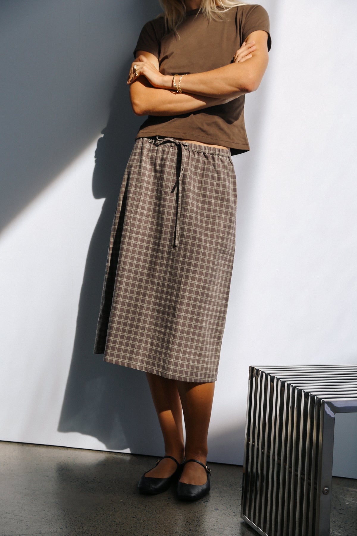 Remi Midi Skirt - Maple Gingham