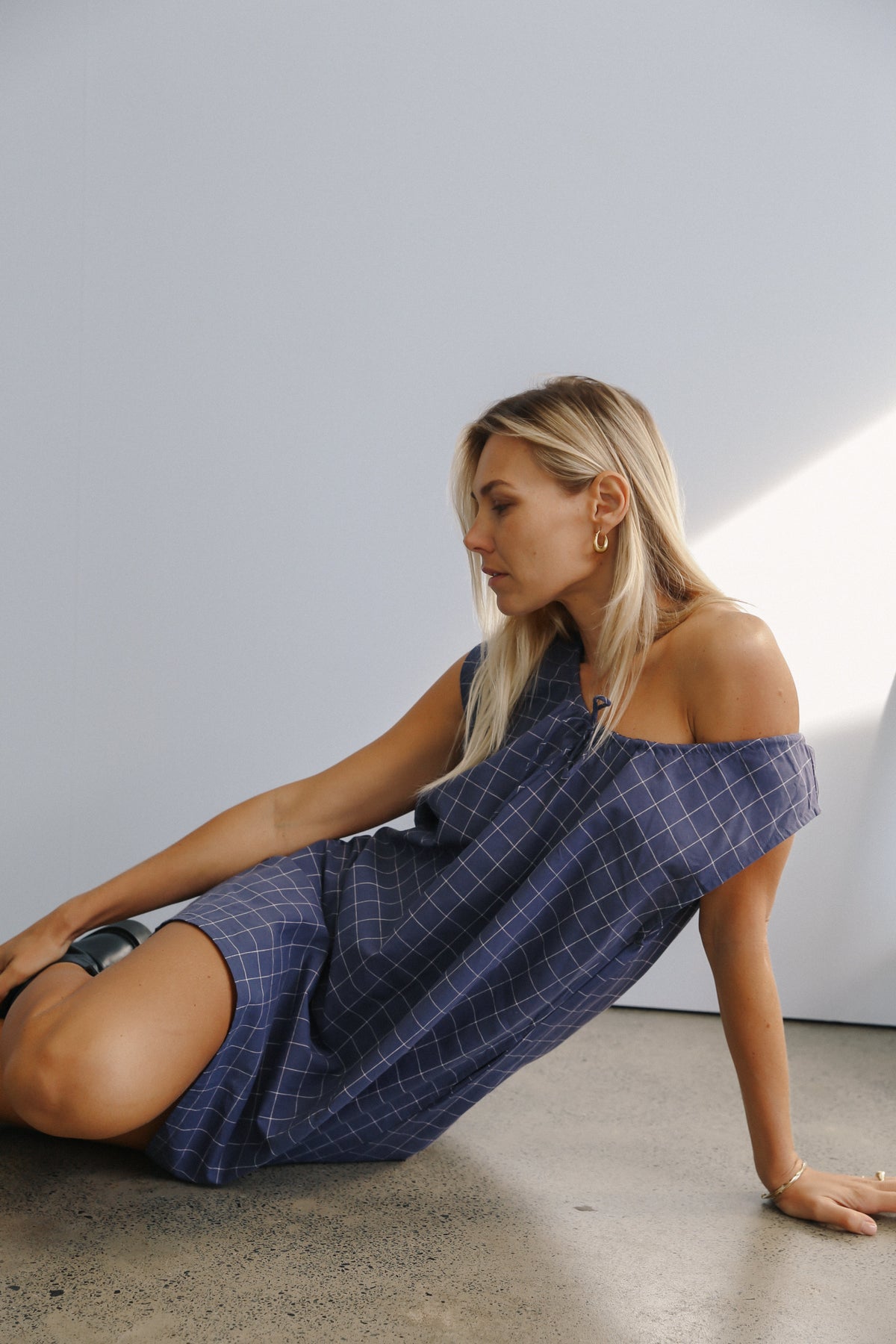 Luna Shift Dress - Indigo Plaid