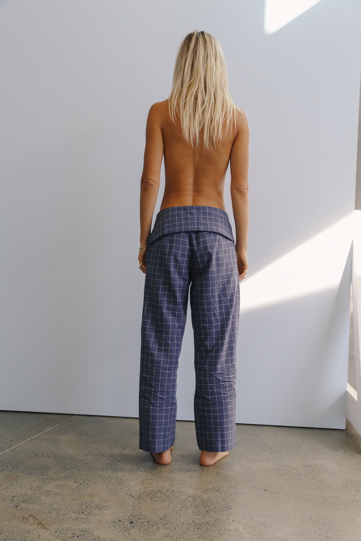 Mika Fold Pant - Indigo Plaid