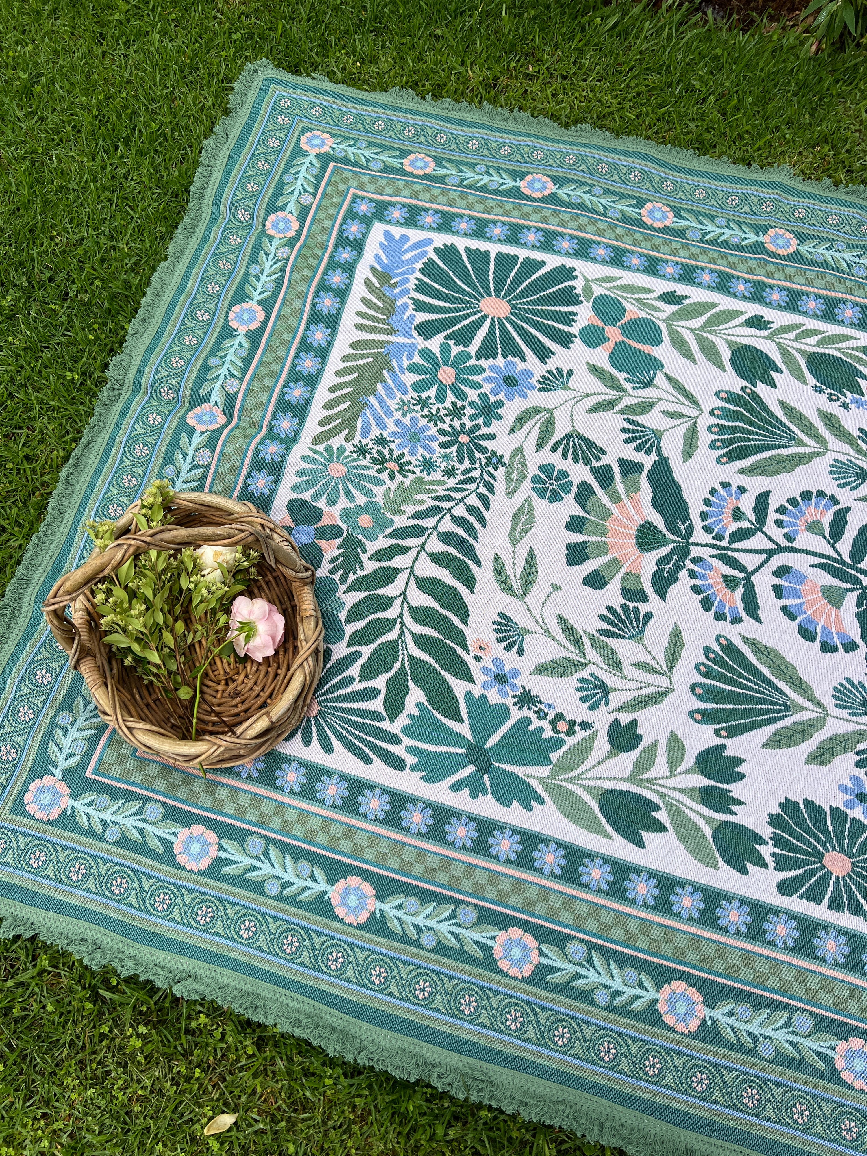 The Dahlia Green Travel Rug