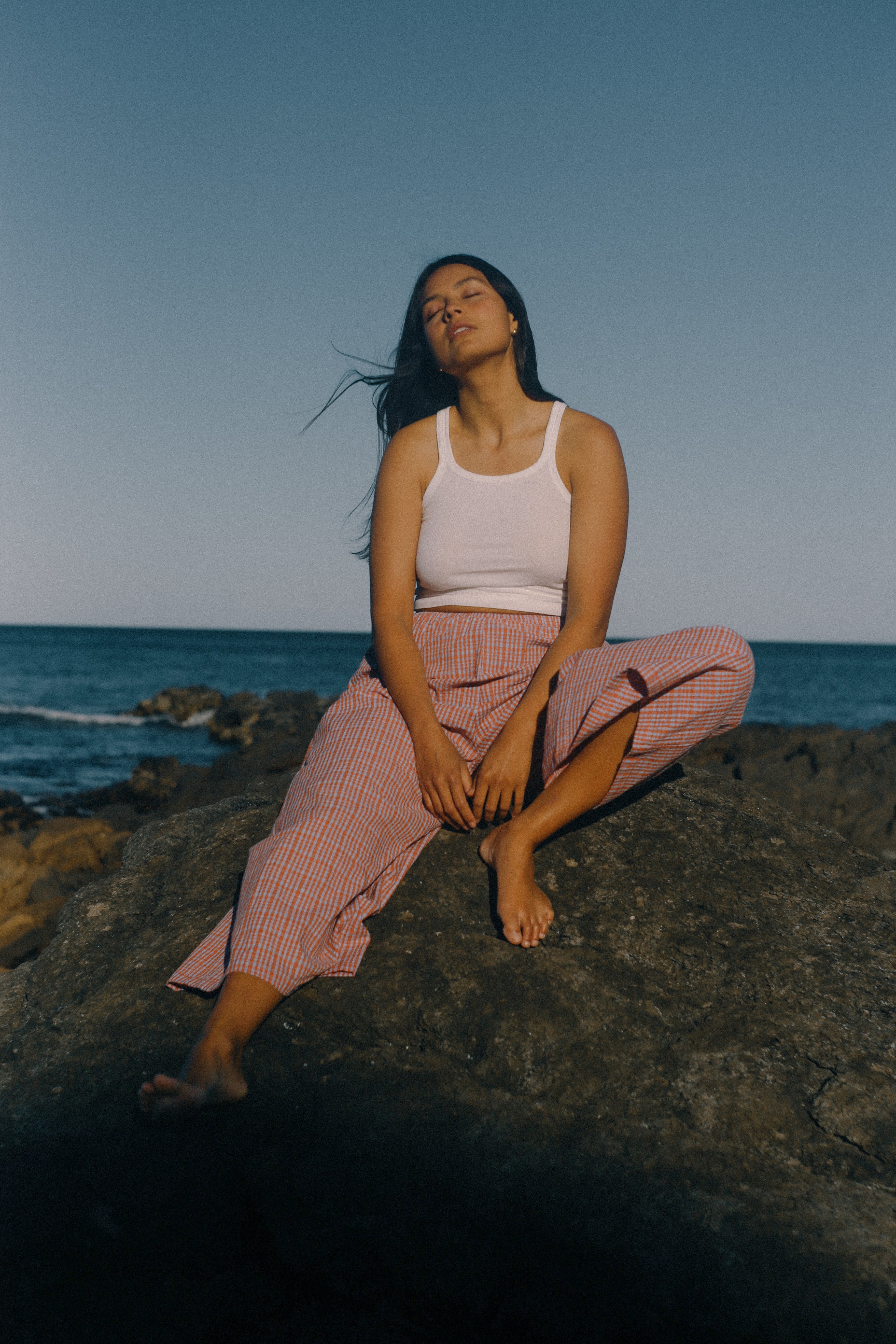 Ivy Pant - Lilac Orange Seersucker