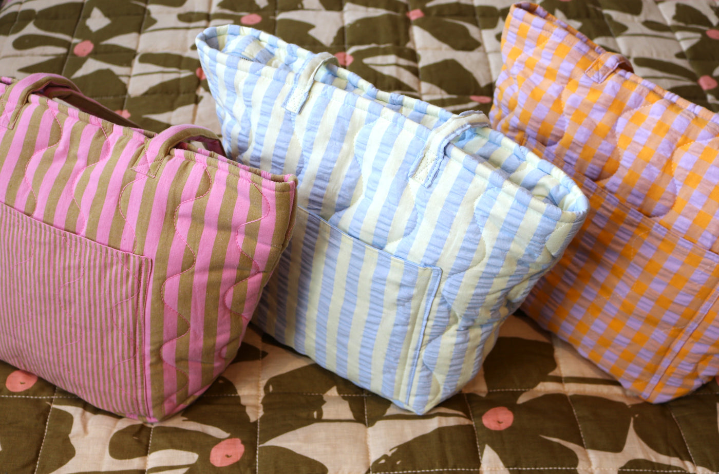 Butter Blue Seersucker Quilted Bag