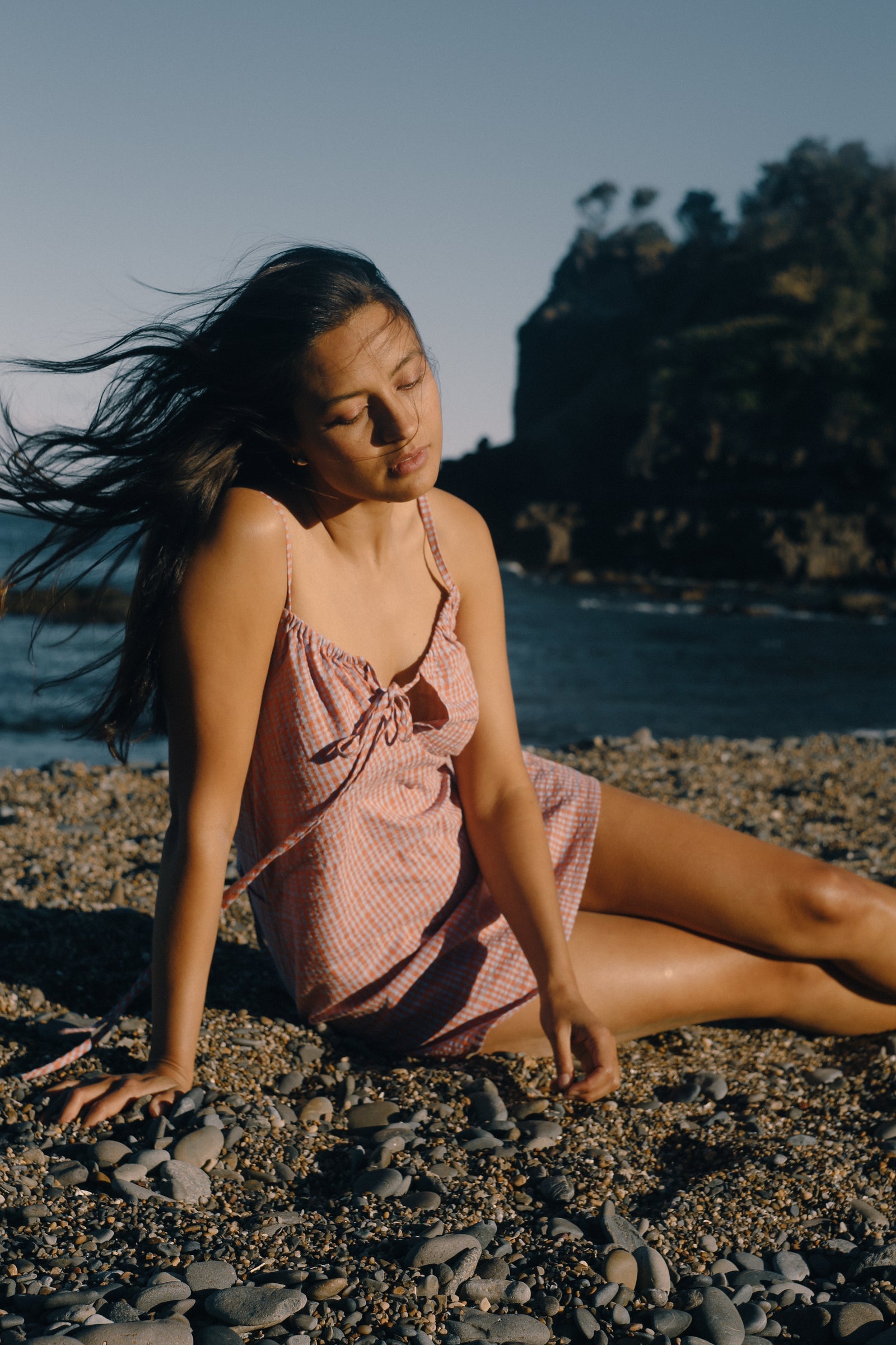 Ari Dress - Lilac Orange Seersucker