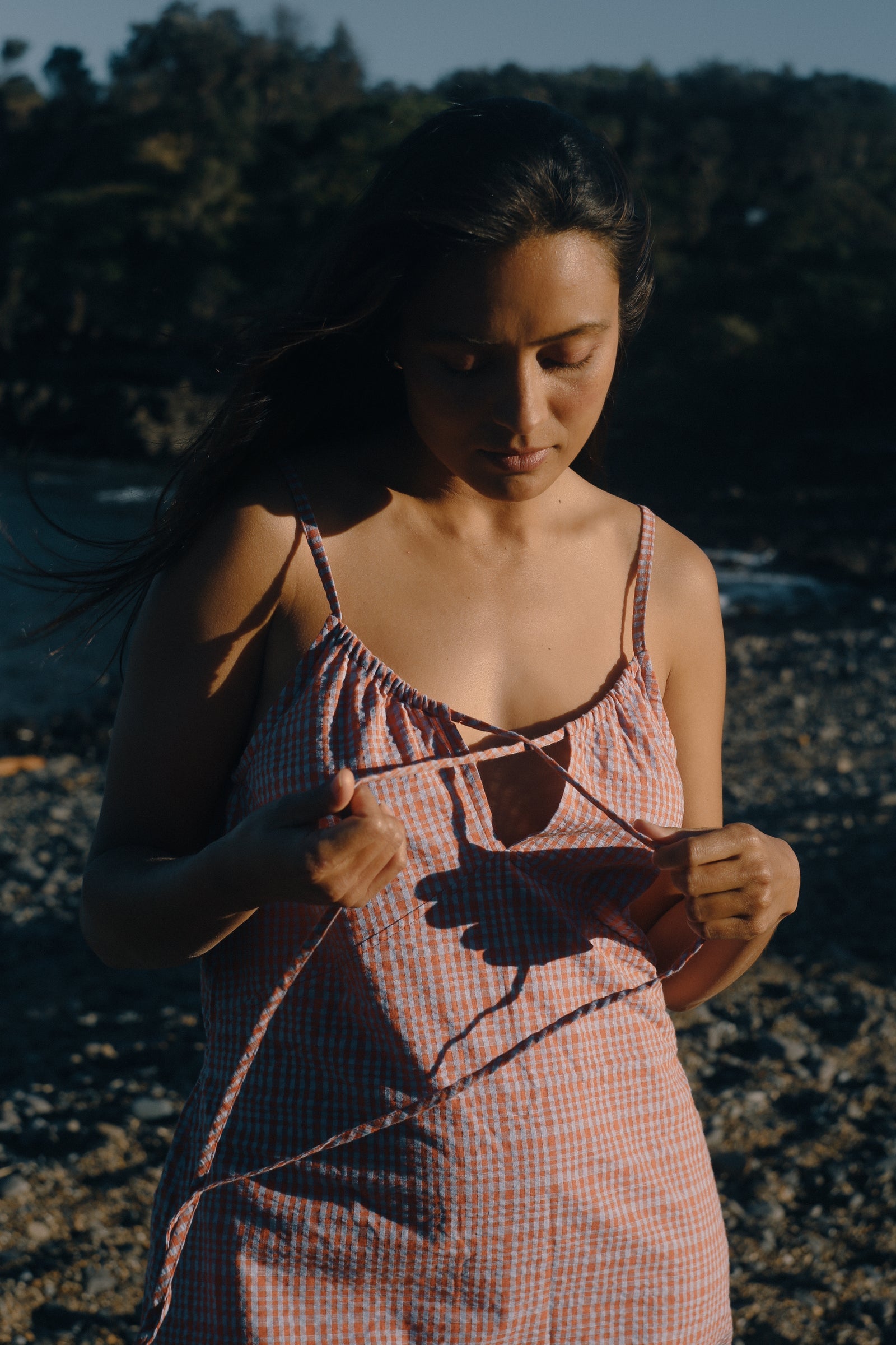 Ari Dress - Lilac Orange Seersucker