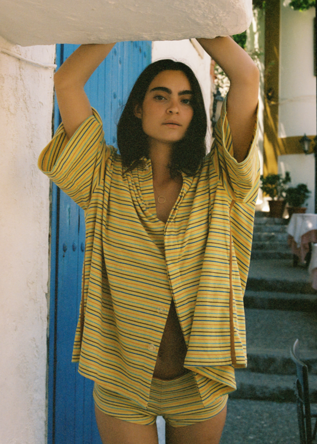 Lemon Striper Bungalow Shirt