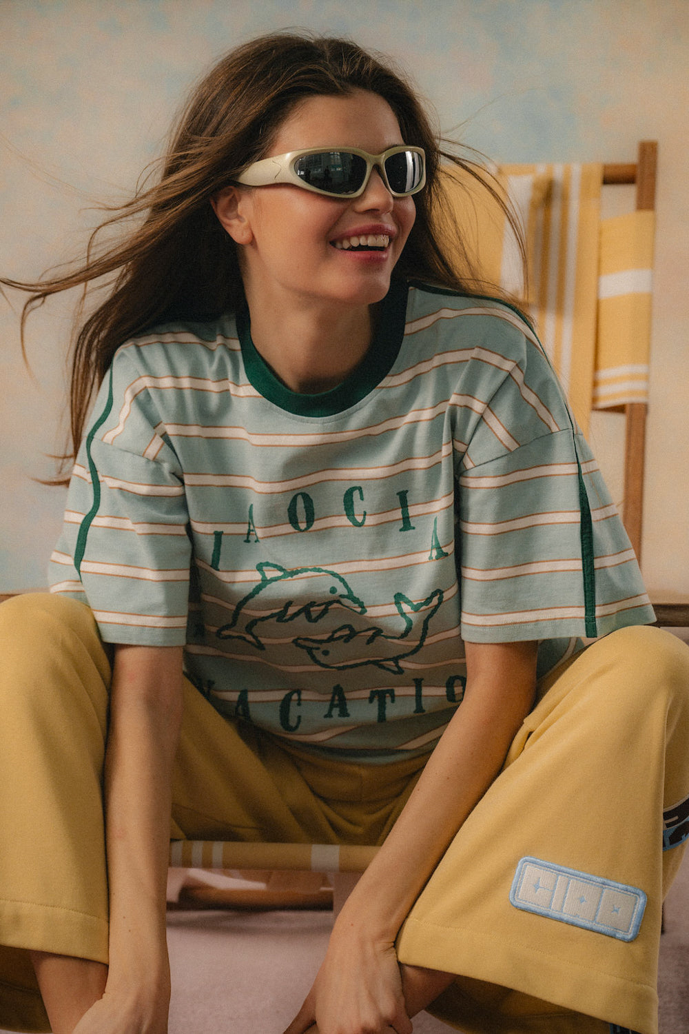 Delfino Core Tee - Green Stripe