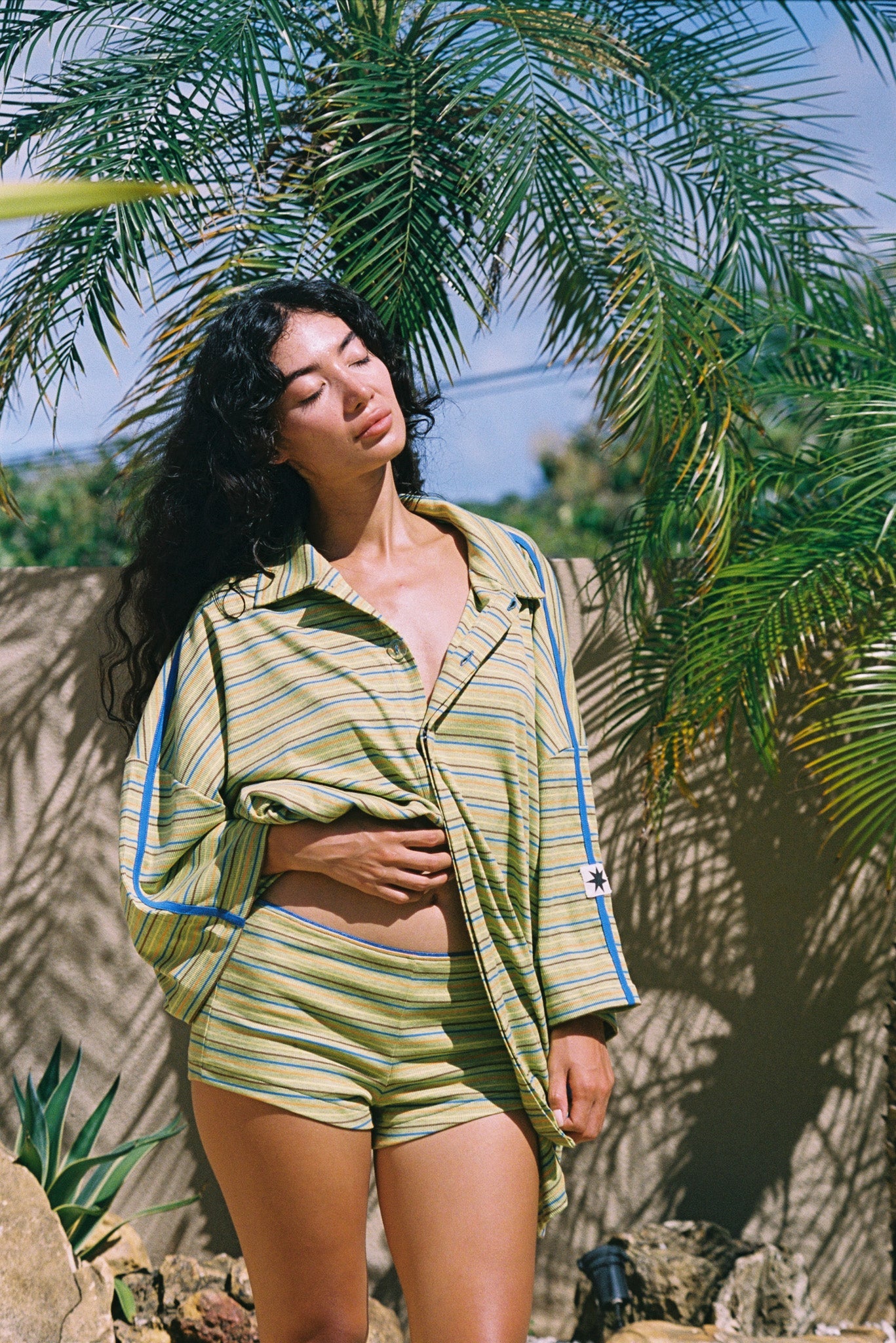 Striper Hot Pant - Green