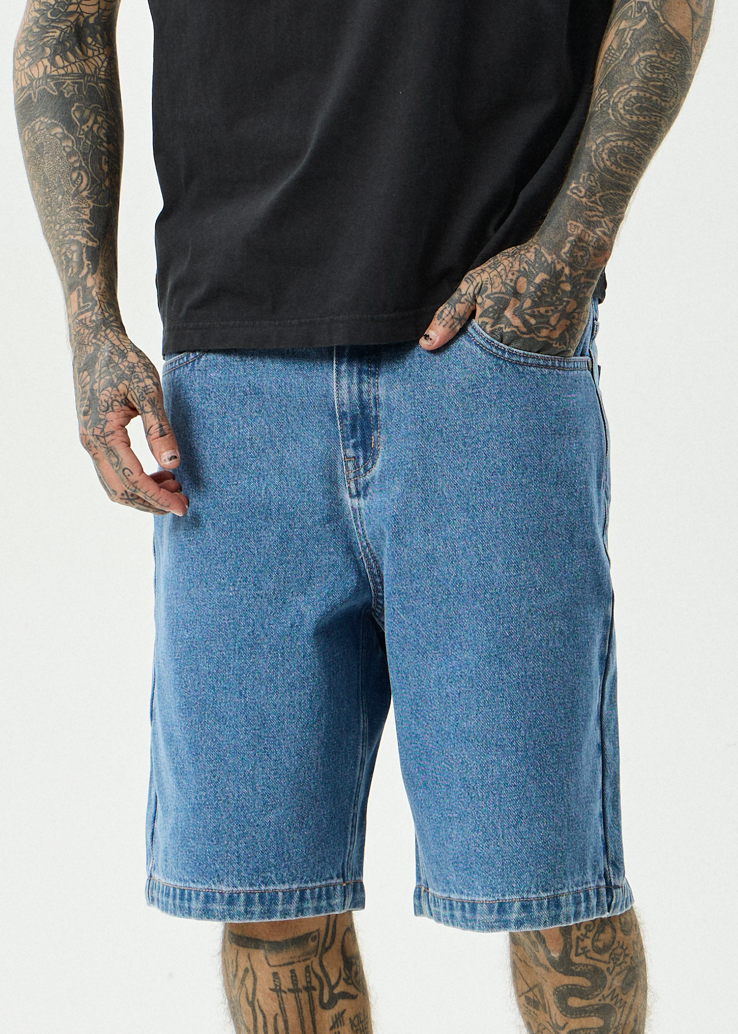 Lil C - Denim Baggy Short 22" - Worn Blue