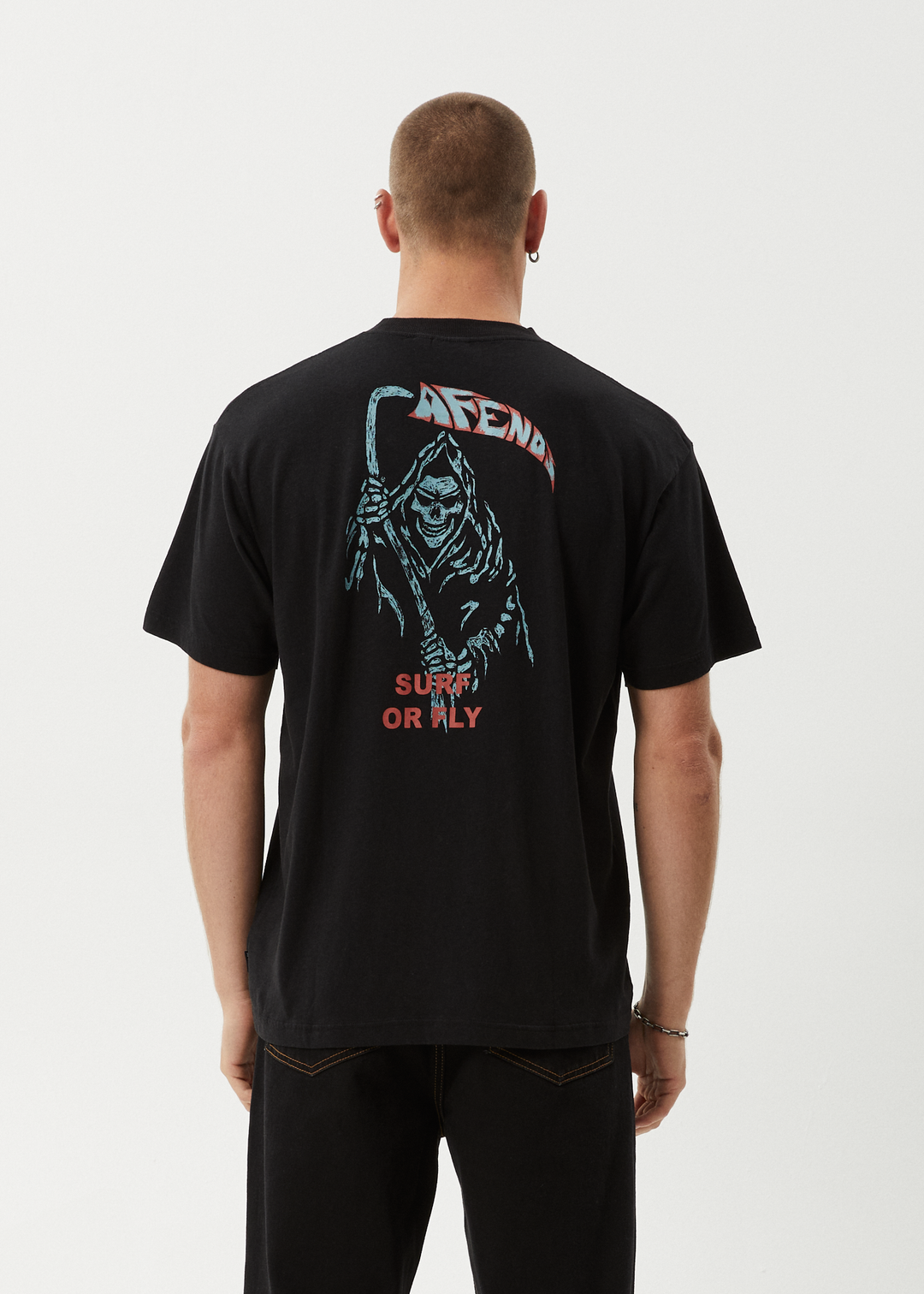 Surf Or Fly Boxy Tee - Black