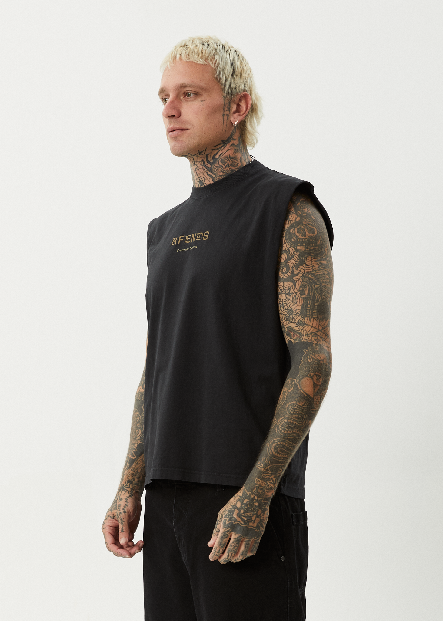 Mix Up - Sleeveless Tee - Stone Black