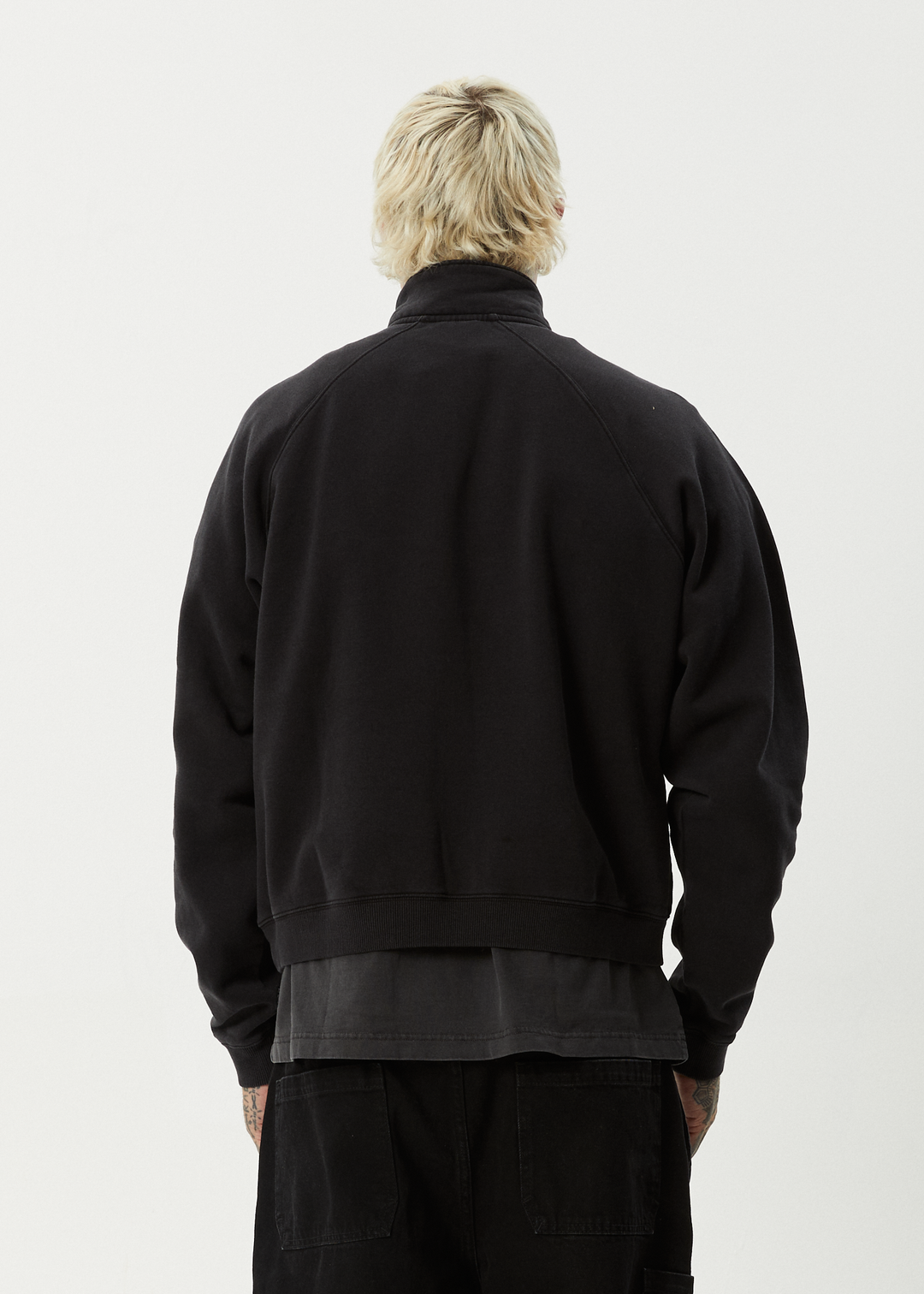 Bats Raglan Quarter Zip Crew - Stone Black