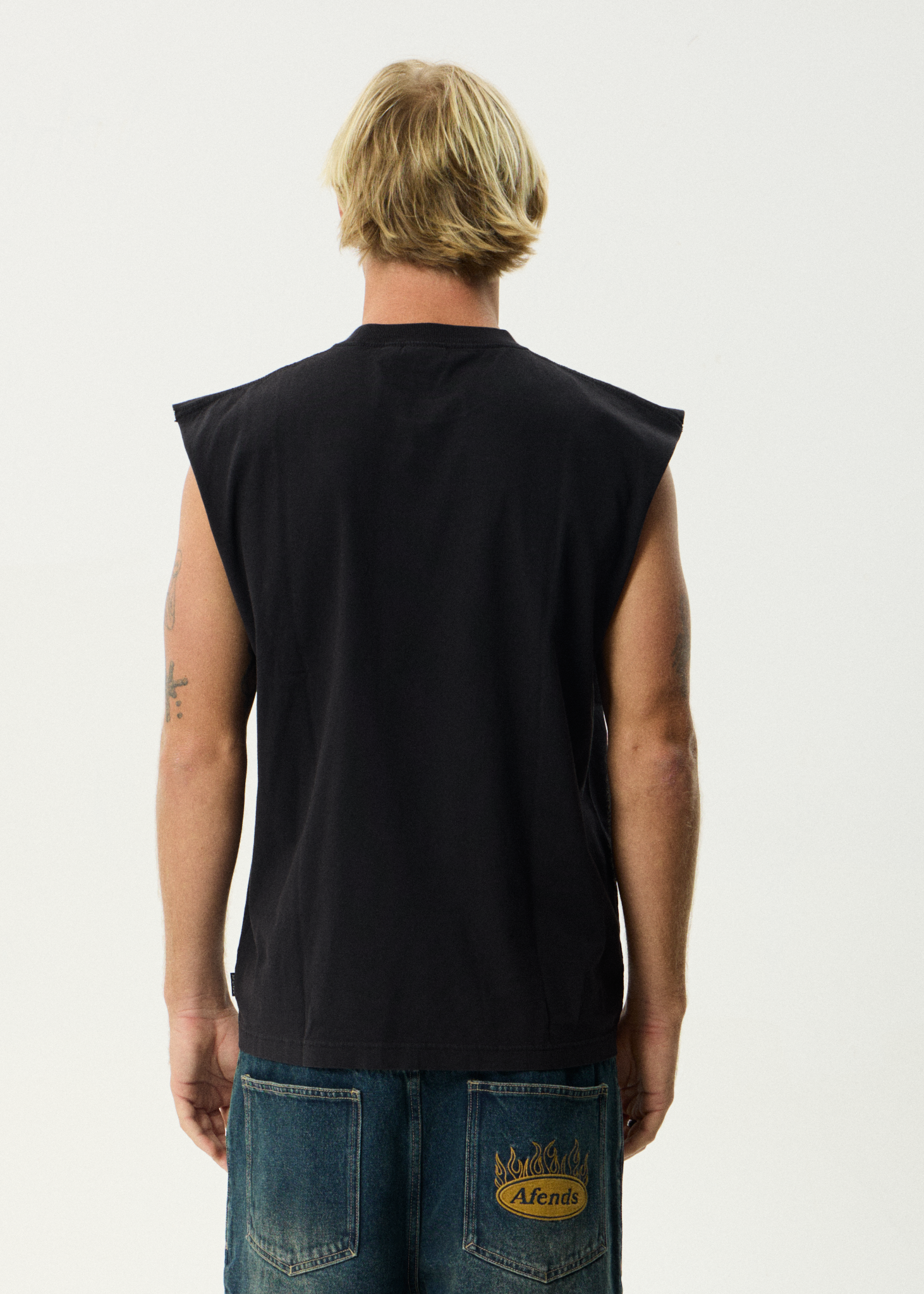 Flame On Sleeveless Tee - Stone Black