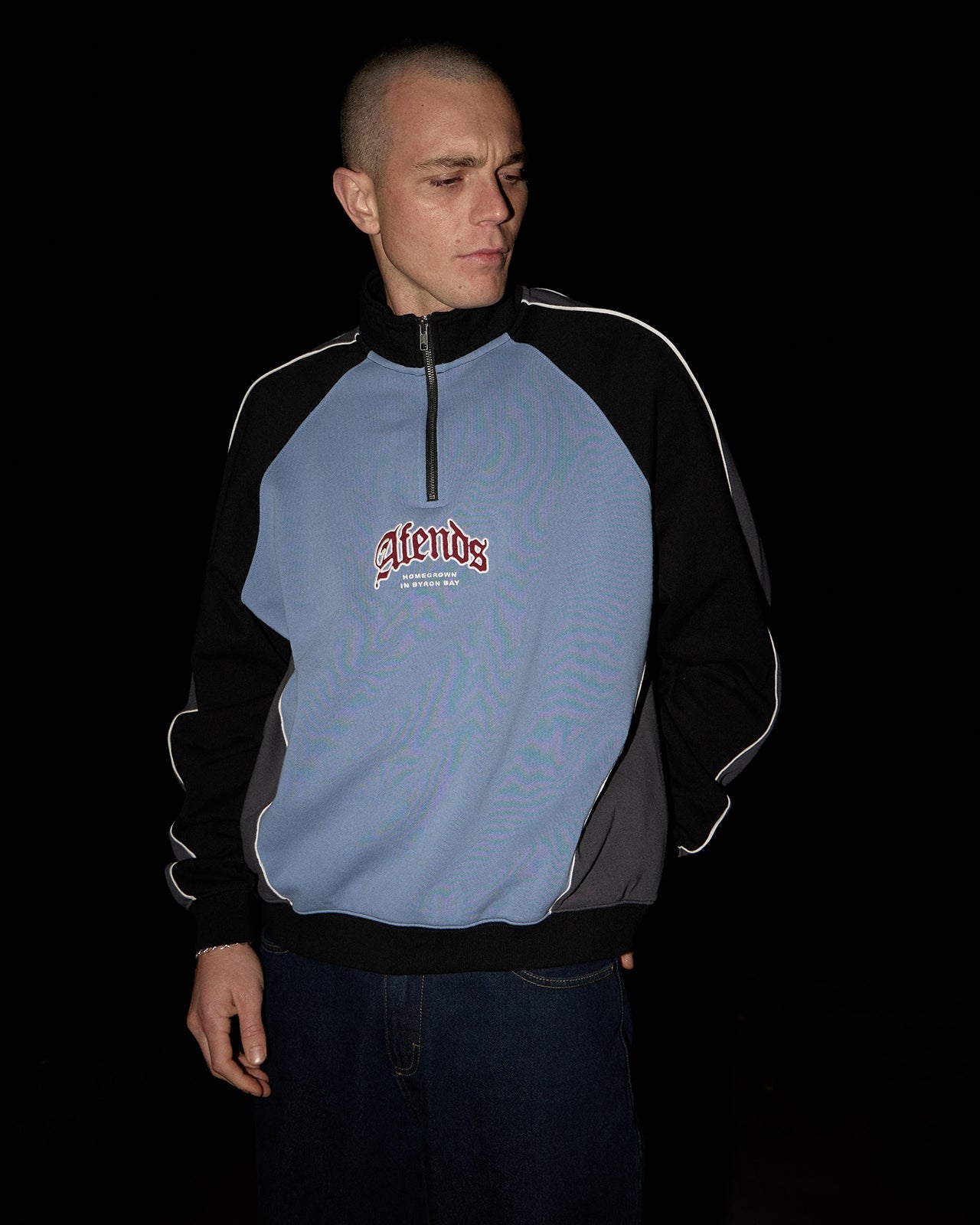 Occupancy Paneled Quarter Zip - Slate Blue