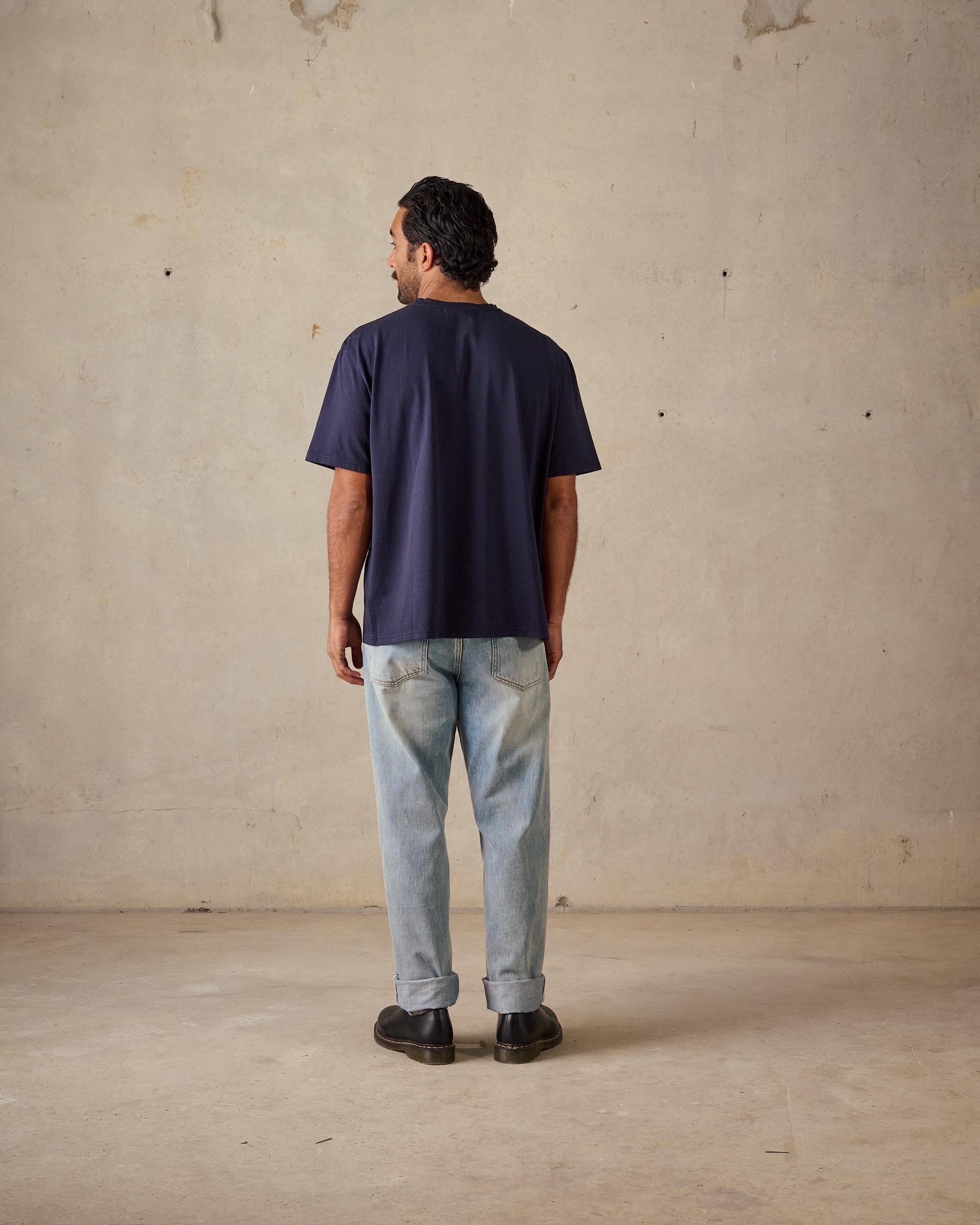 Boxy Serif Tee - Dark Blue