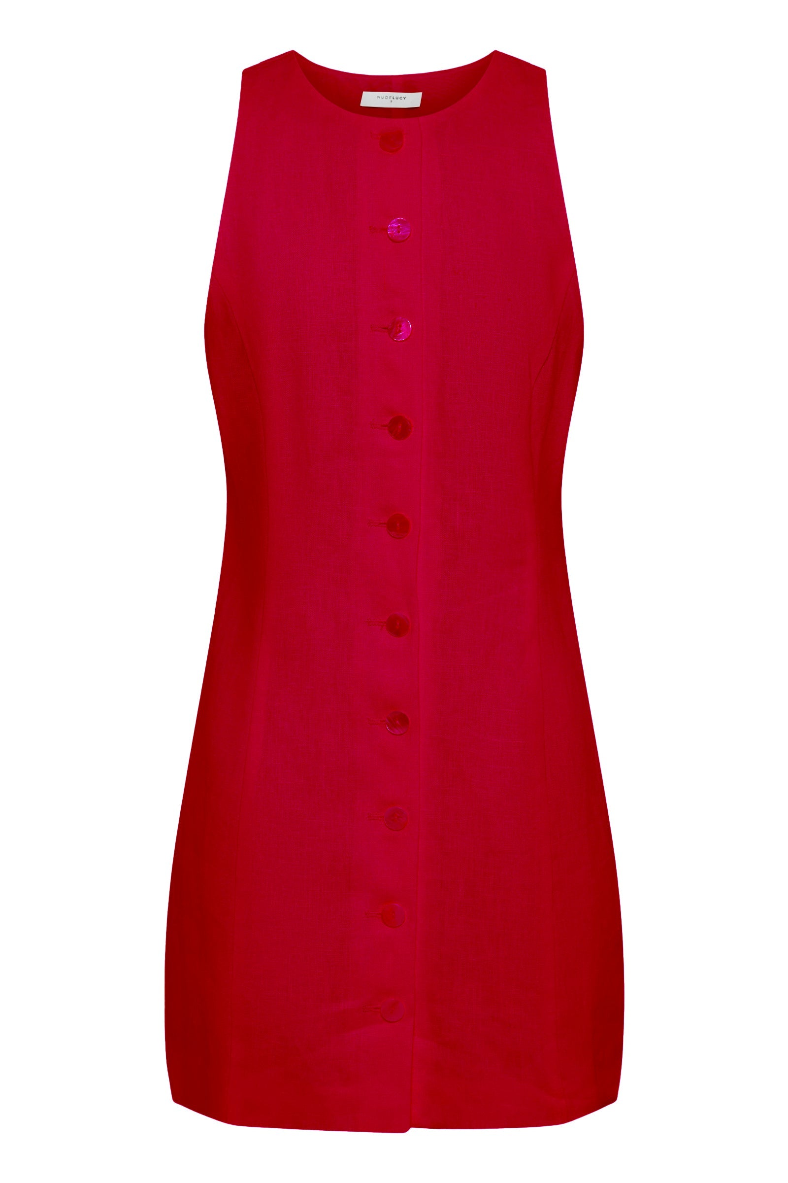 Mazi Linen Mini Dress - Cherry