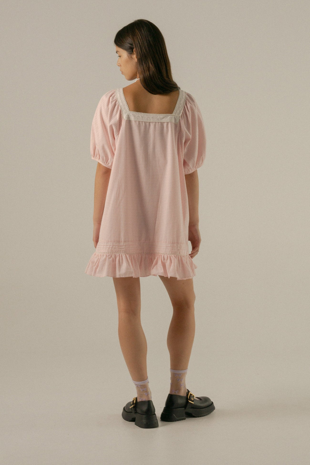 Mila Mini Dress - Baby Pink Gingham