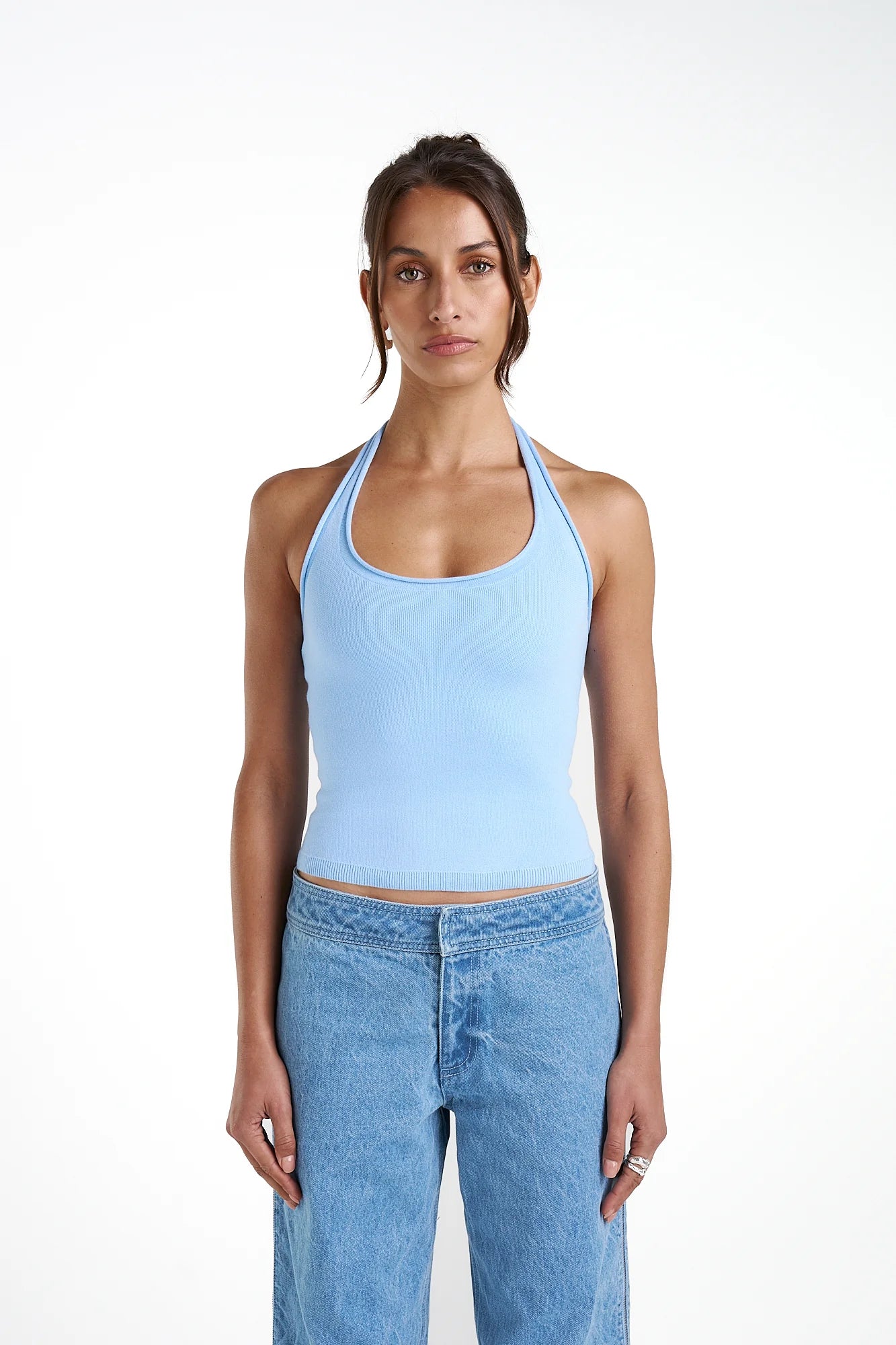 Knit Halter Top - Pippi Blue