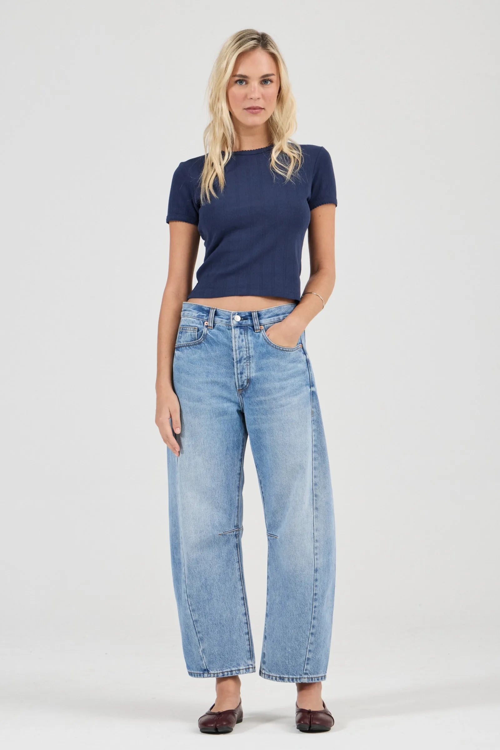 Pointelle Classic Tee - Navy