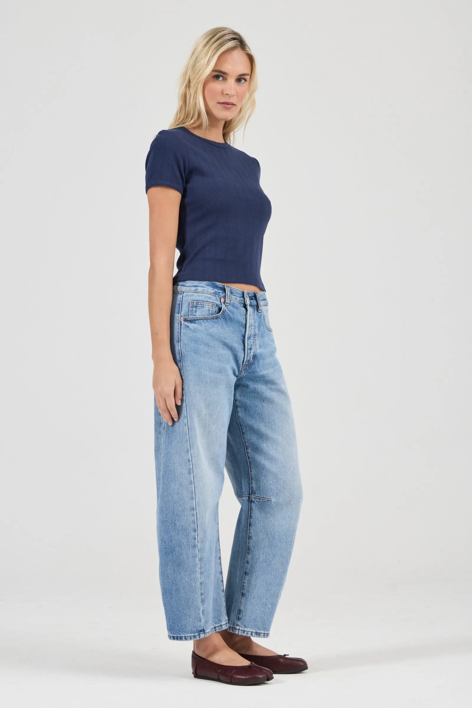 Pointelle Classic Tee - Navy