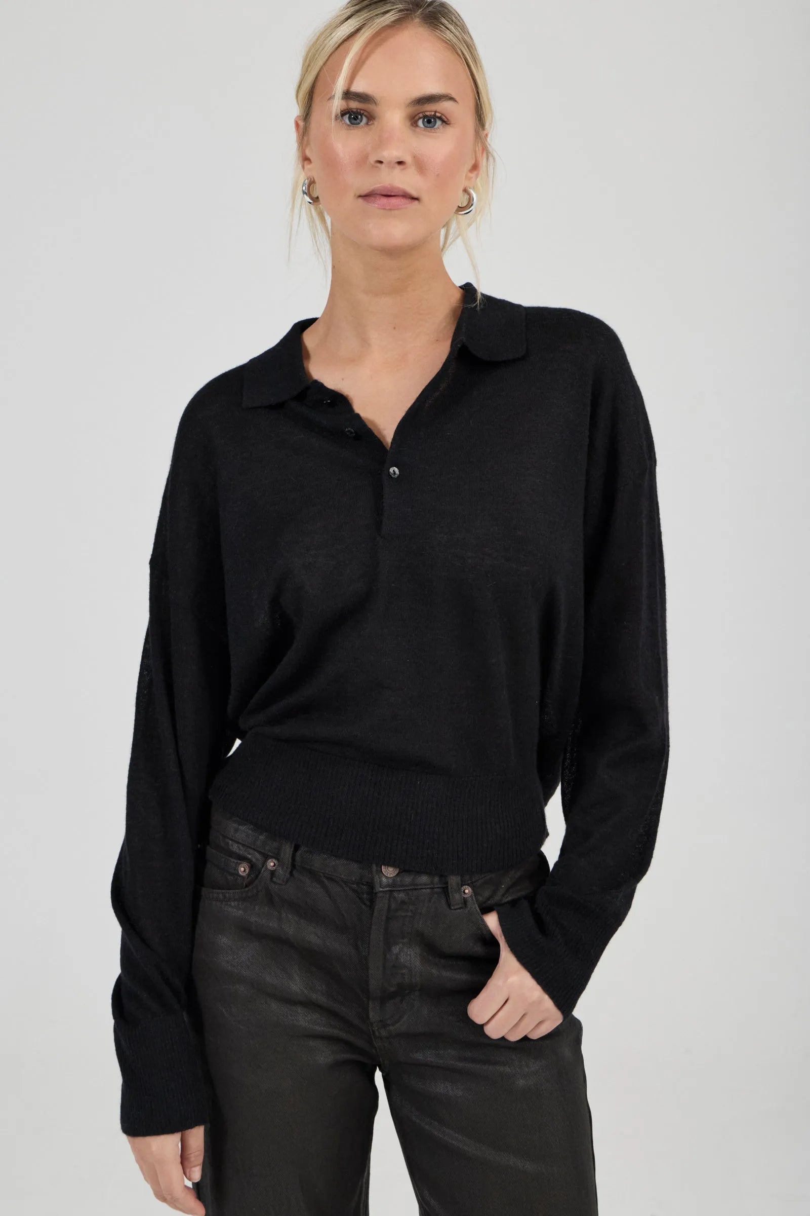 Amelie Knit Polo - Black