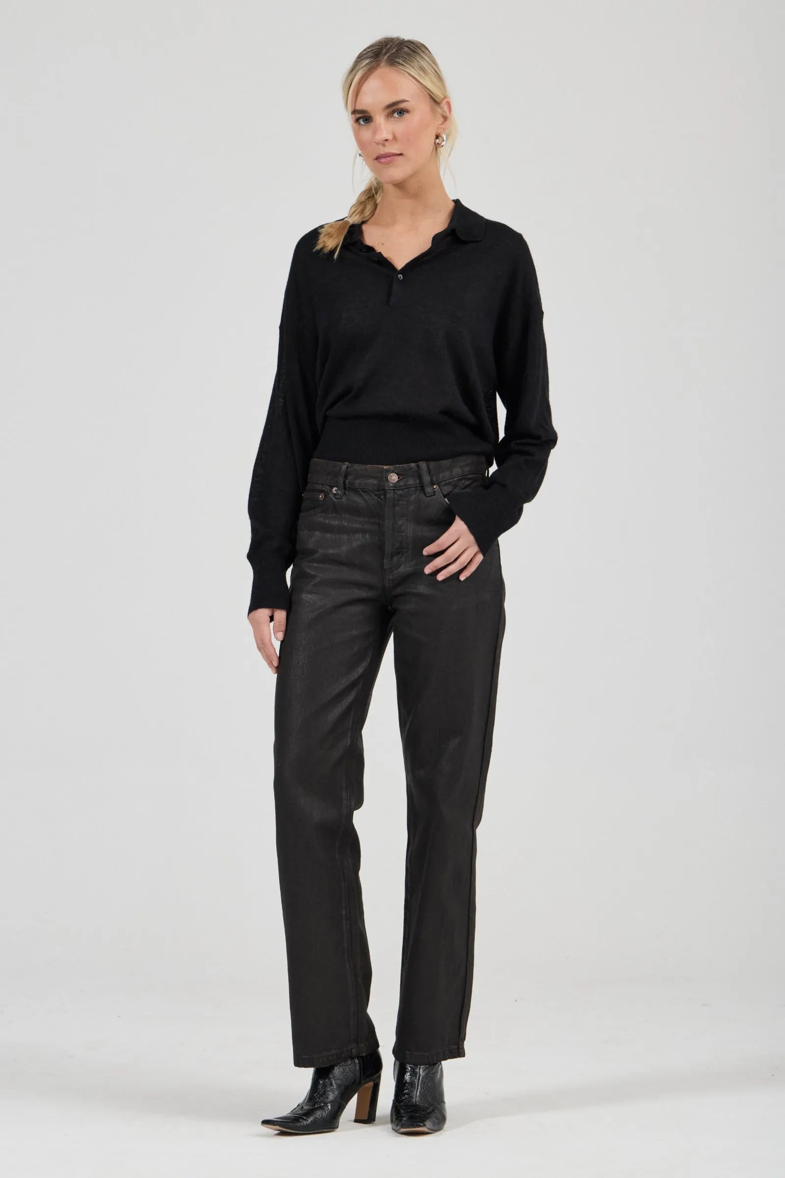 Amelie Knit Polo - Black