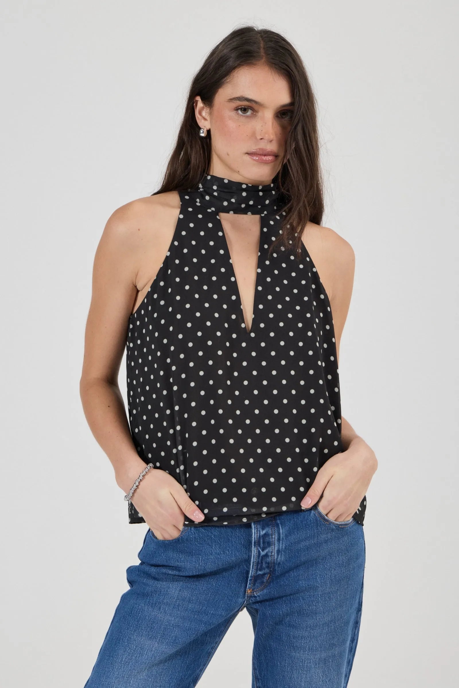 Edie Halter Polka Dot - Black/White