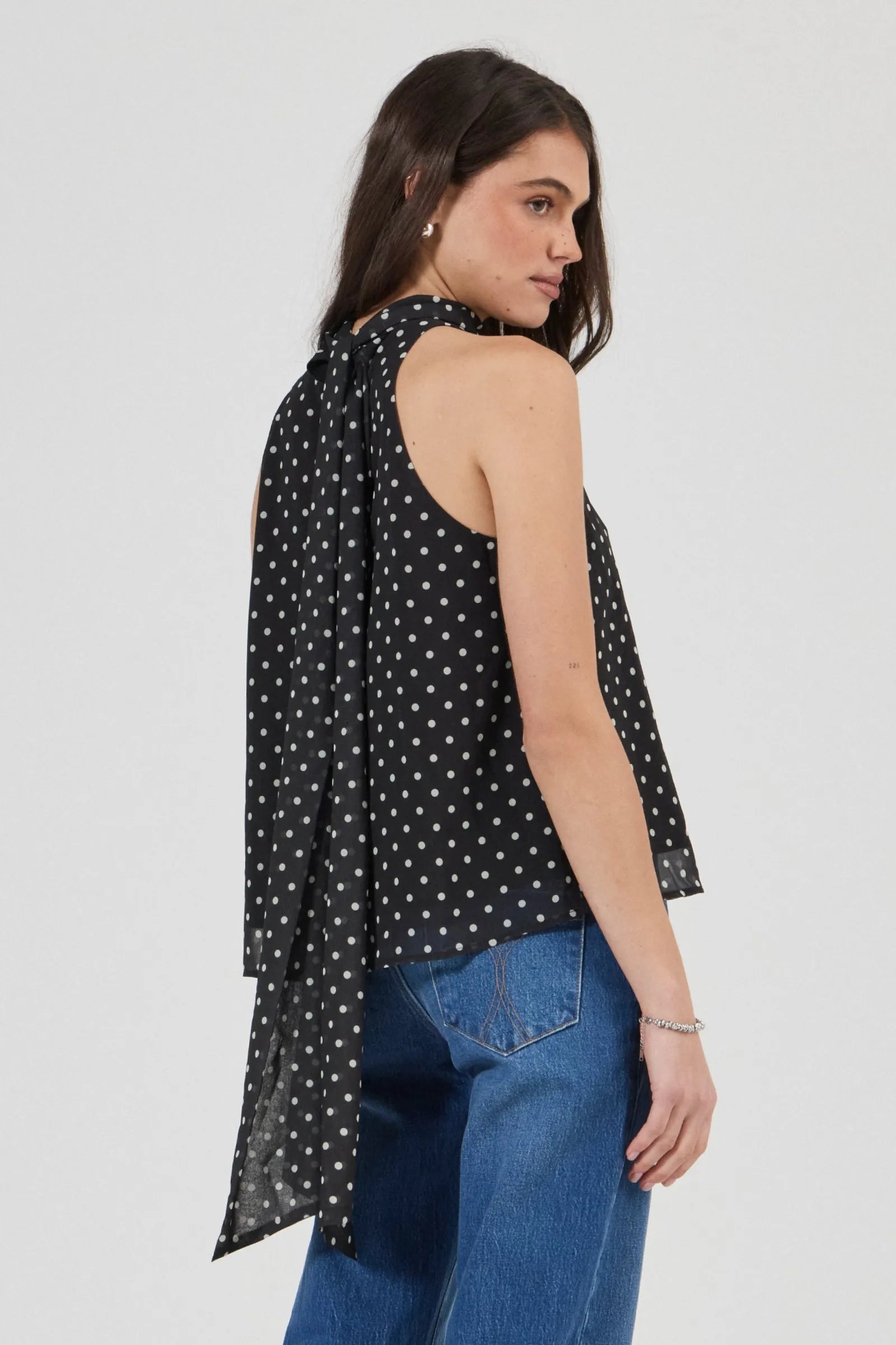Edie Halter Polka Dot - Black/White