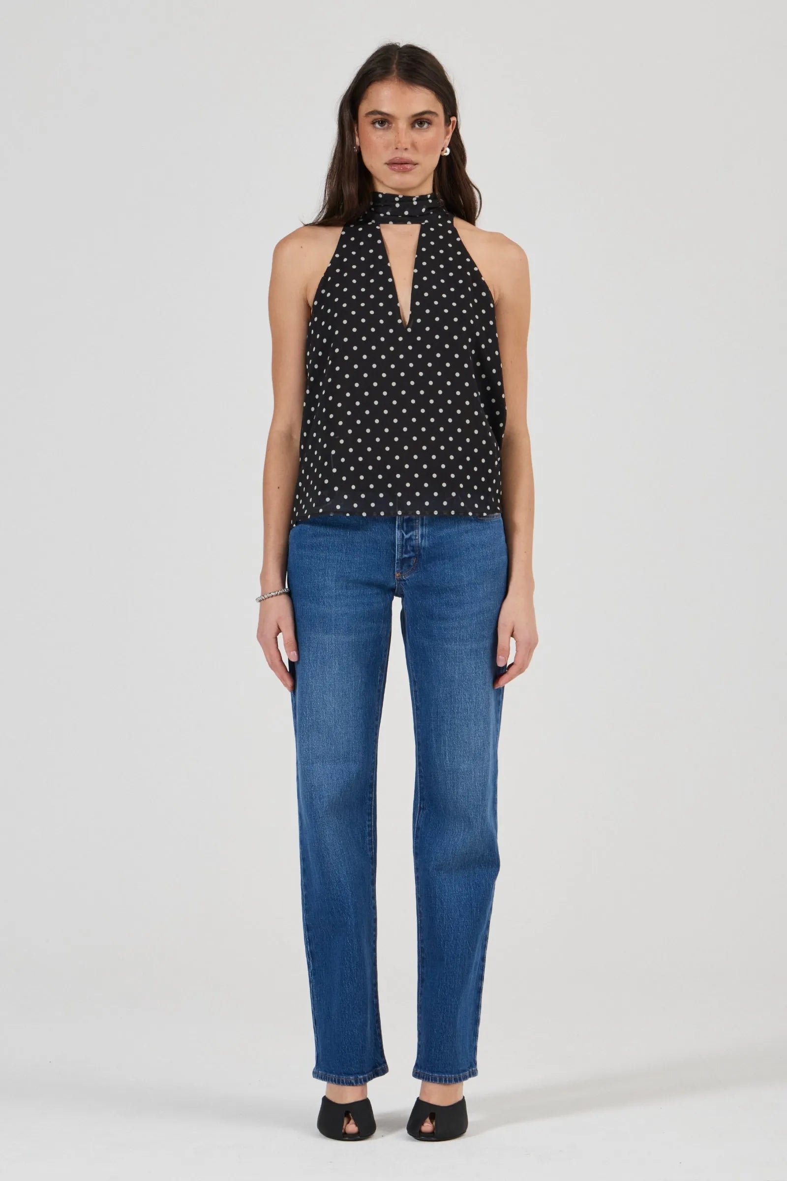 Edie Halter Polka Dot - Black/White