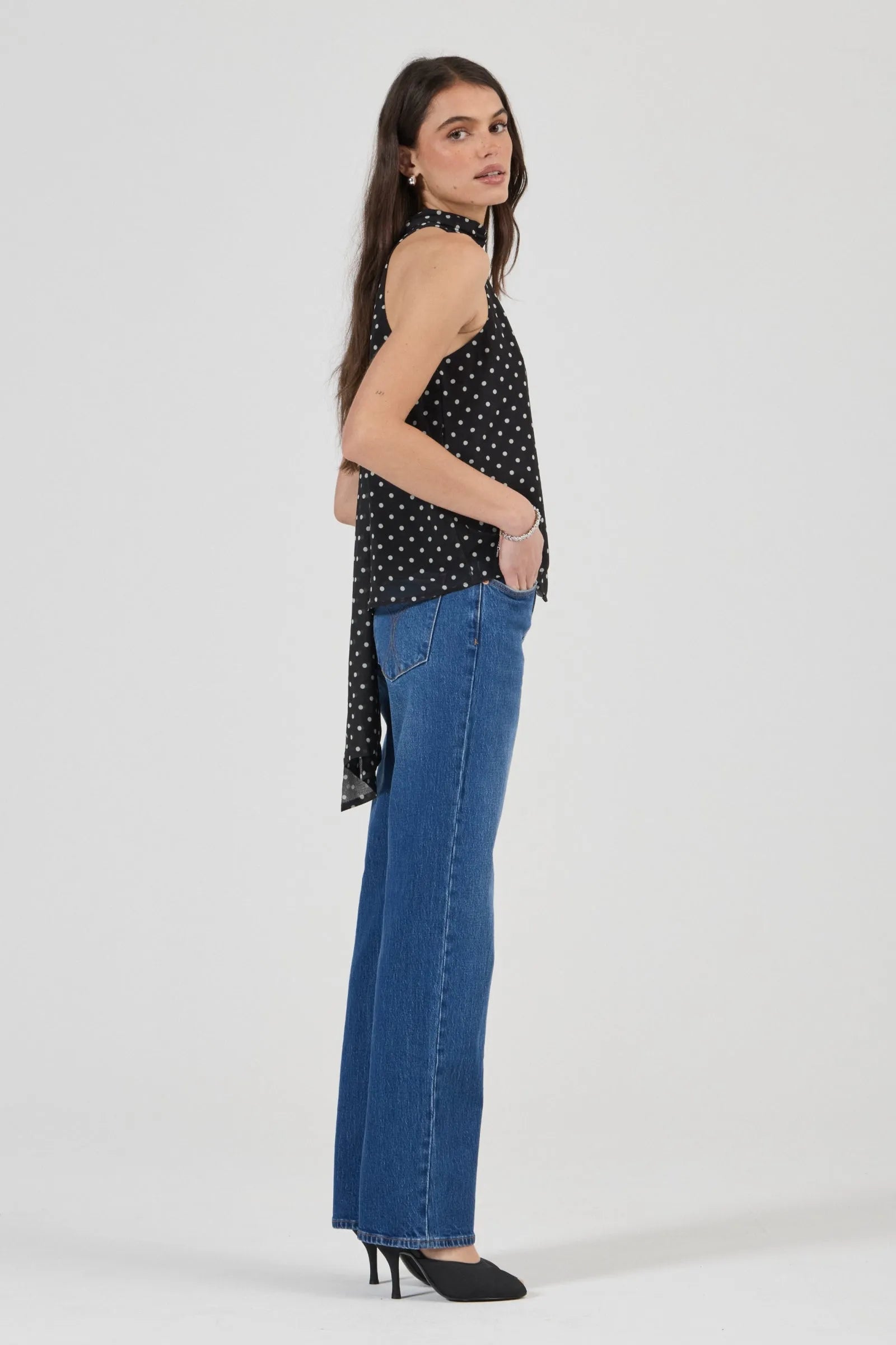Edie Halter Polka Dot - Black/White