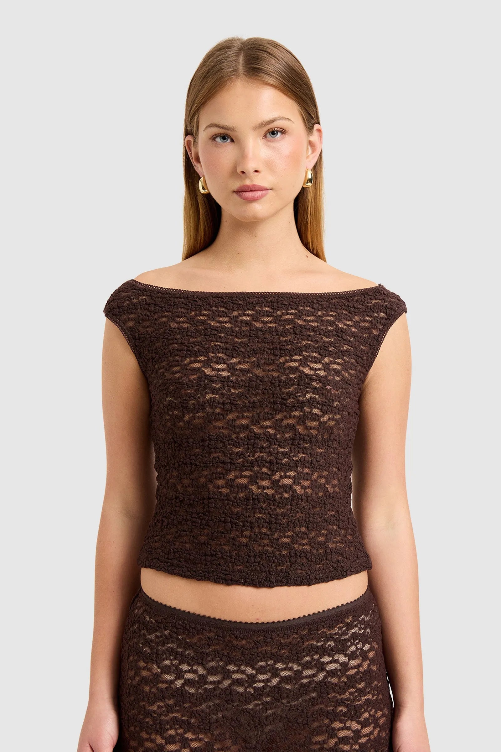 Rosalie Lace Top - Chocolate