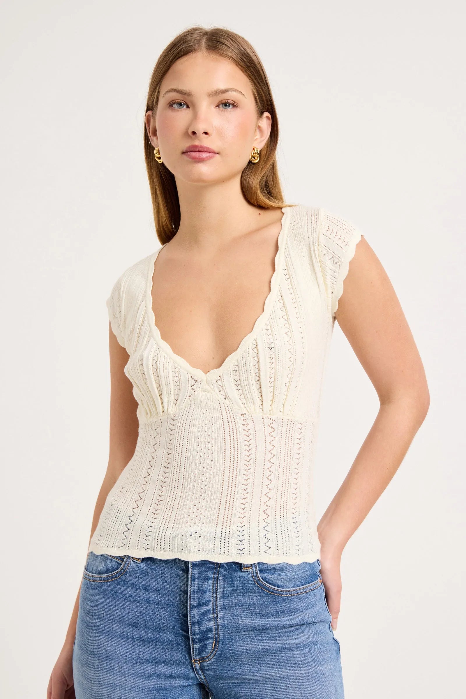 Iris Knit Top - Vintage White